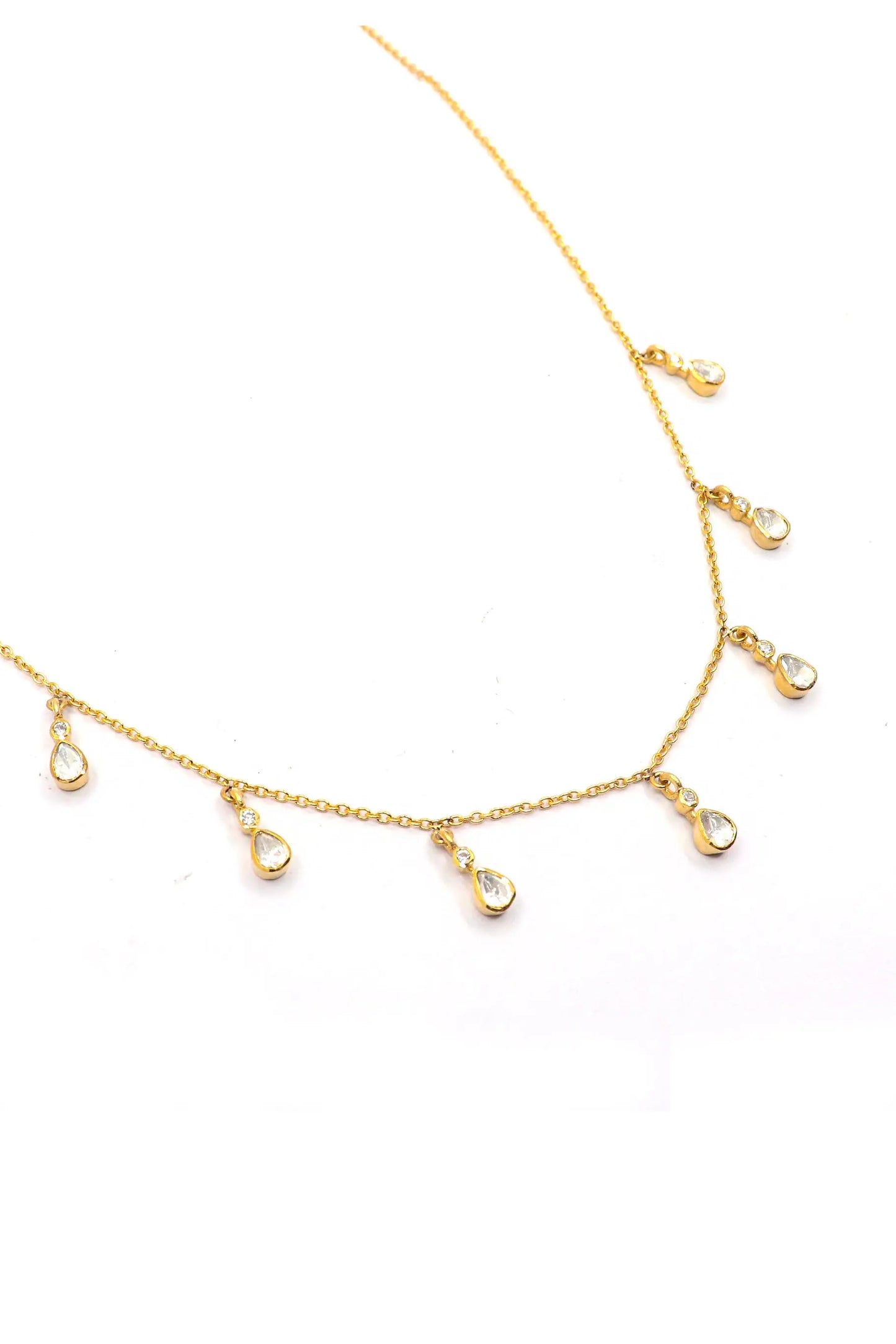 Fashion Style Gold Plated Moissanite Gemstone Necklace Jewelry