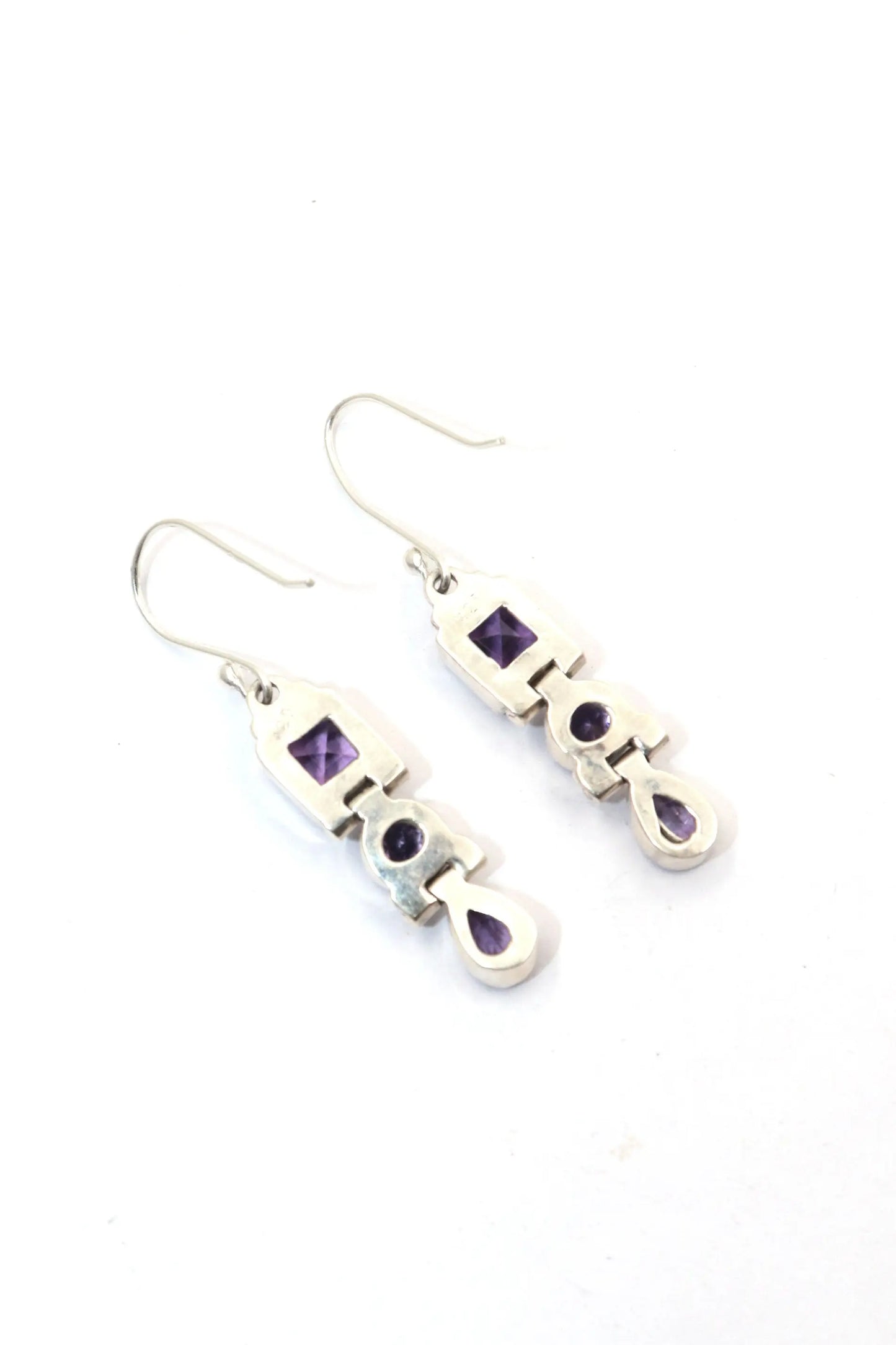 Fashionable Purple Amethyst Gemstone Long Earrings with Elegant Charm