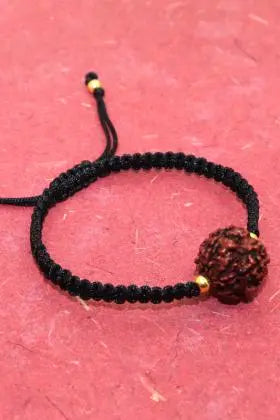 GOLD PLATED RUDHRAKSHA BEADS AND CZ ADJUSTABLE BRACELET