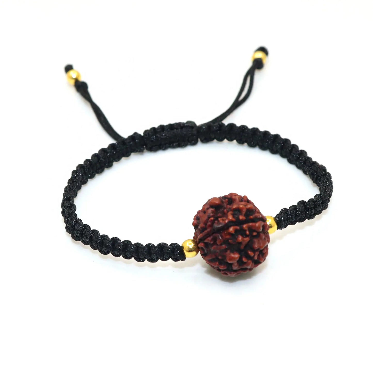 GOLD PLATED RUDHRAKSHA BEADS AND CZ ADJUSTABLE BRACELET