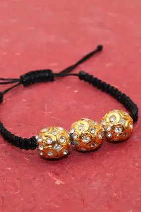 Gold Plated Beads And CZ Adjustable Bracelet