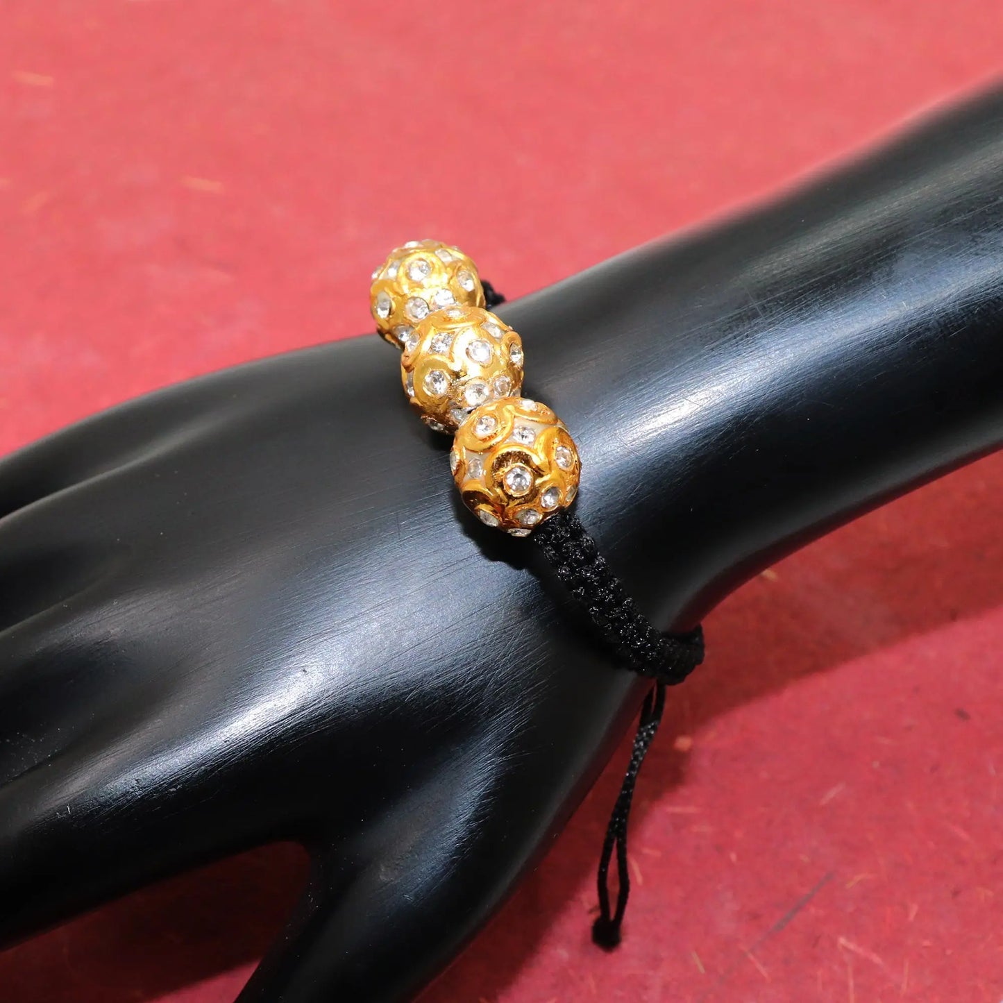 Gold Plated Beads And CZ Adjustable Bracelet