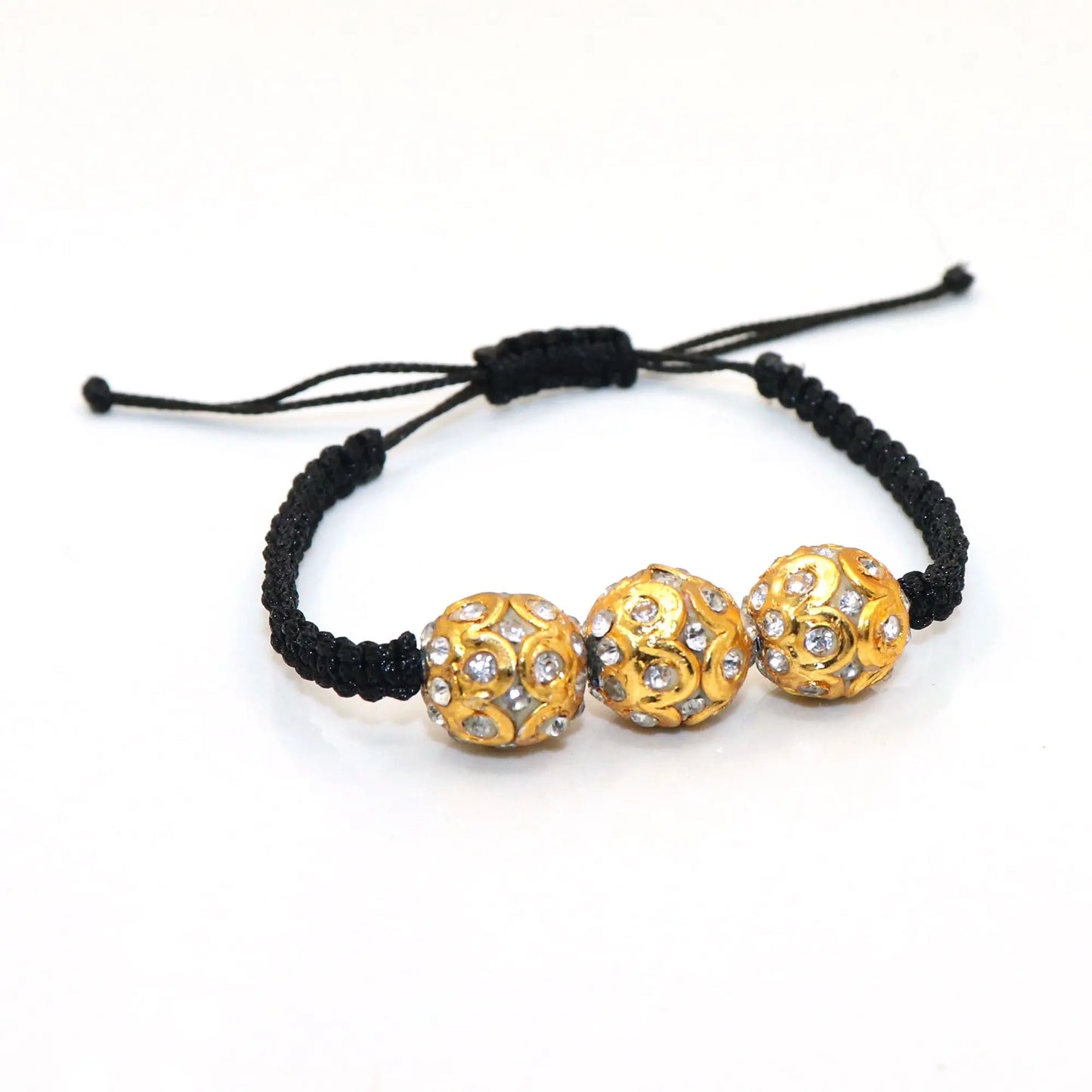 Gold Plated Beads And CZ Adjustable Bracelet