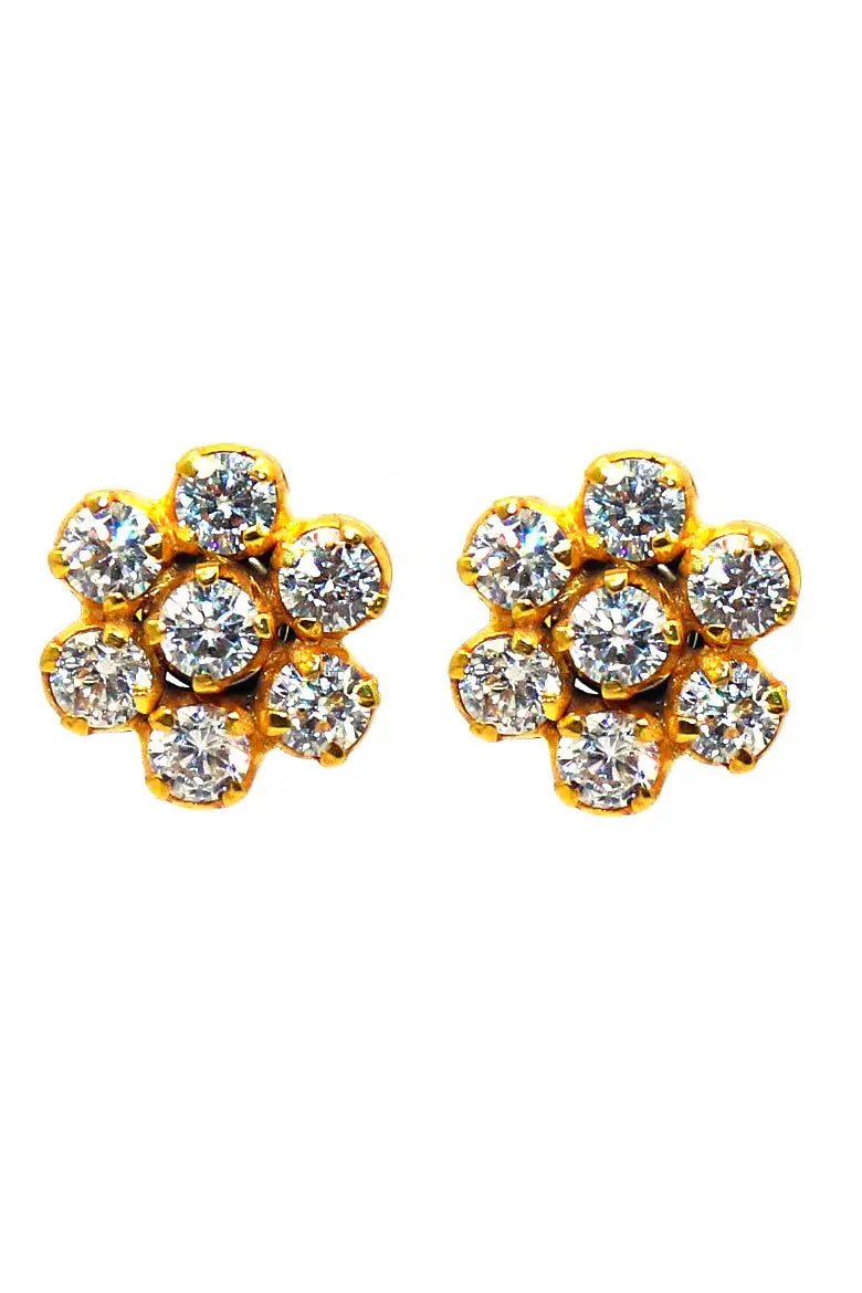 Gold Plated CZ Zircon Dazzling Studs Earring