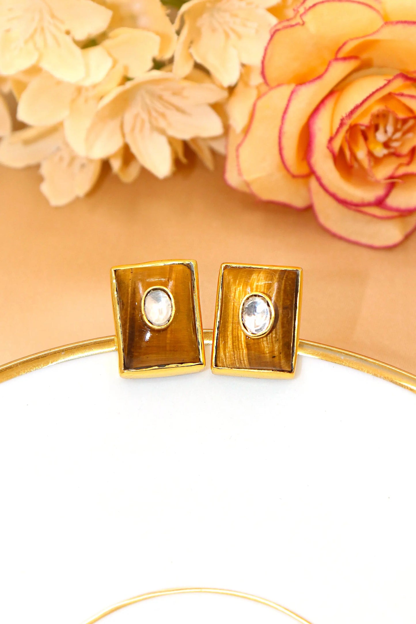 Gold Plated Cufflinks with Semi-Precious Gemstones for the Discerning Gentleman