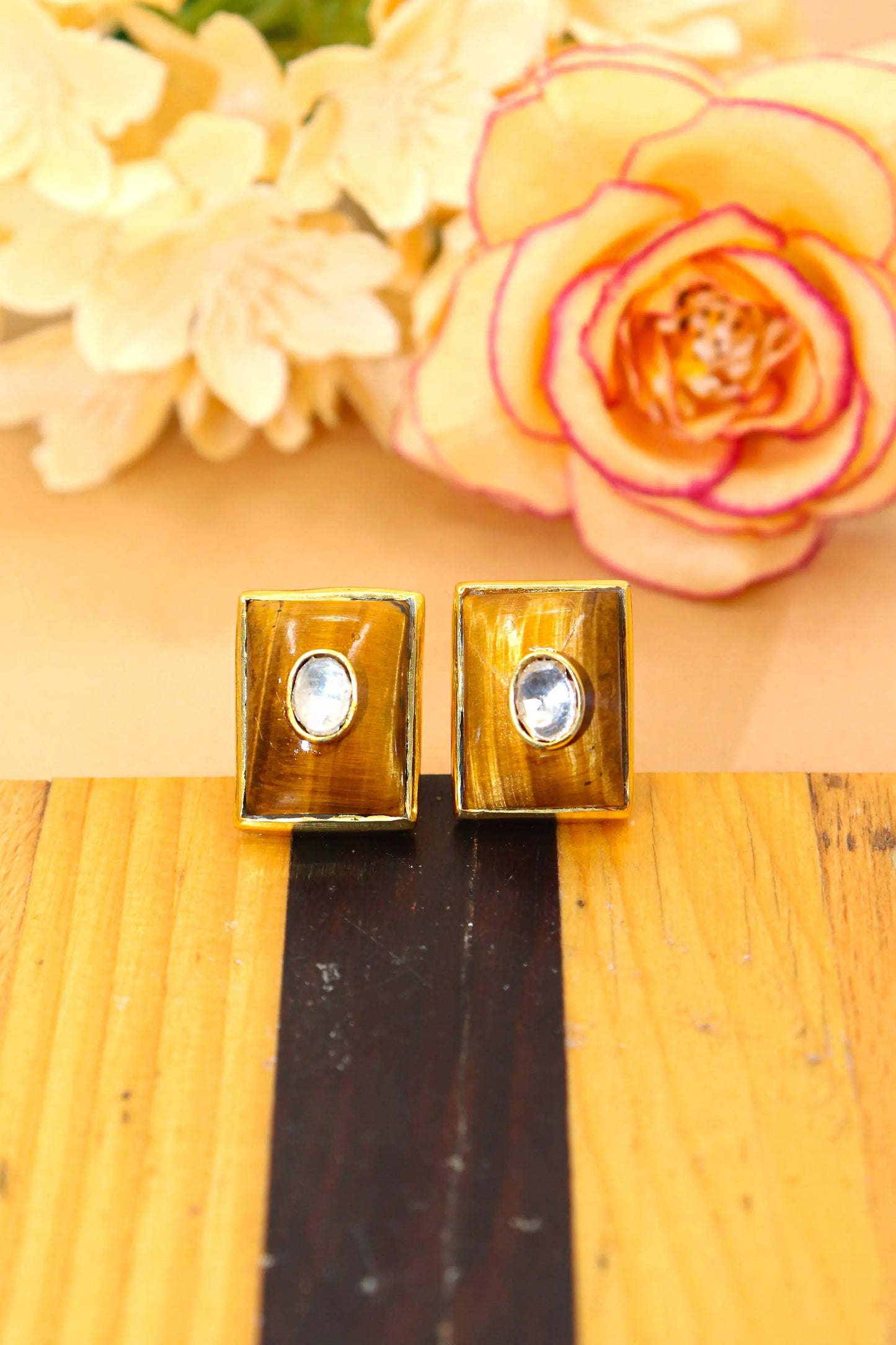 Gold Plated Cufflinks with Semi-Precious Gemstones for the Discerning Gentleman