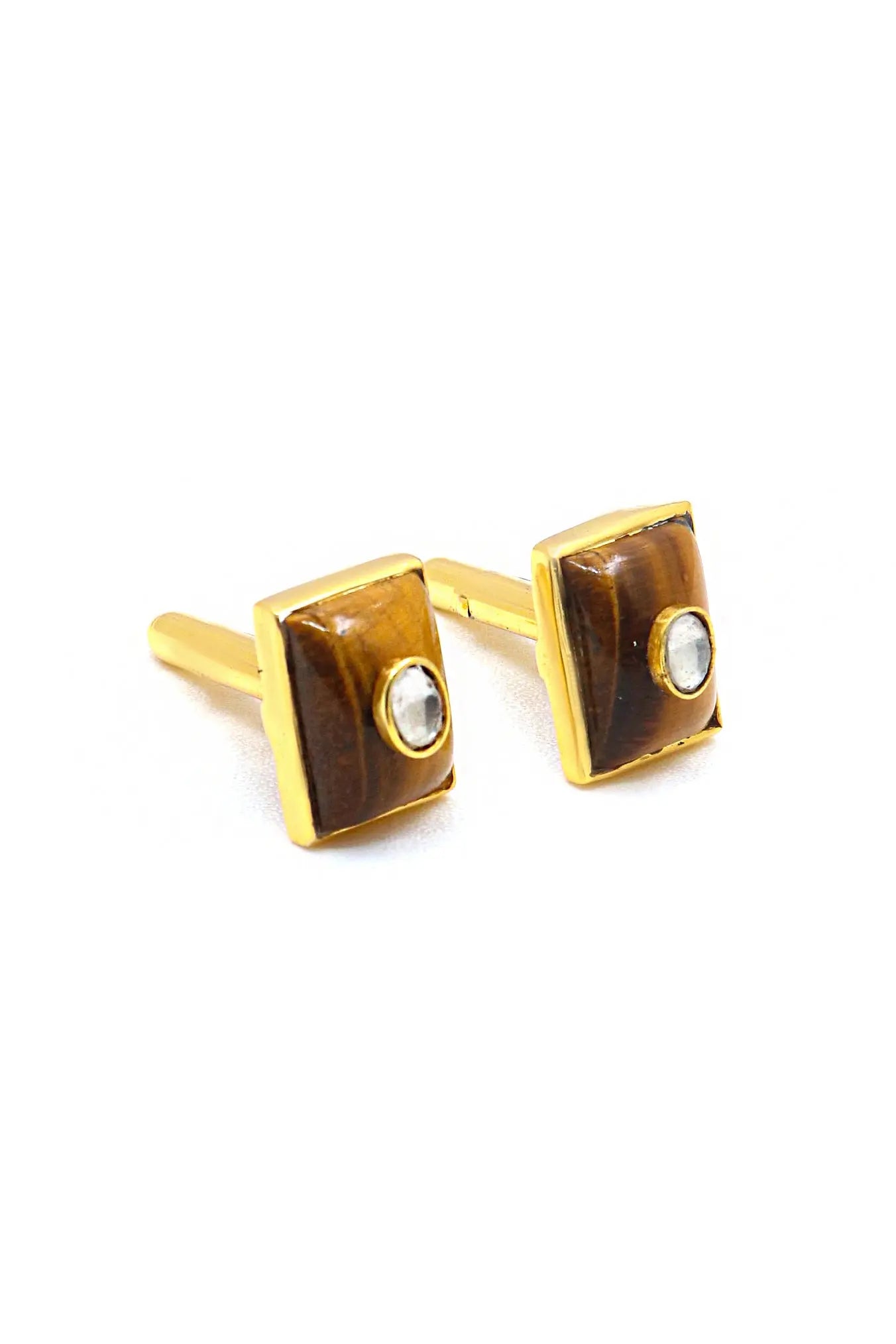 Gold Plated Cufflinks with Semi-Precious Gemstones for the Discerning Gentleman