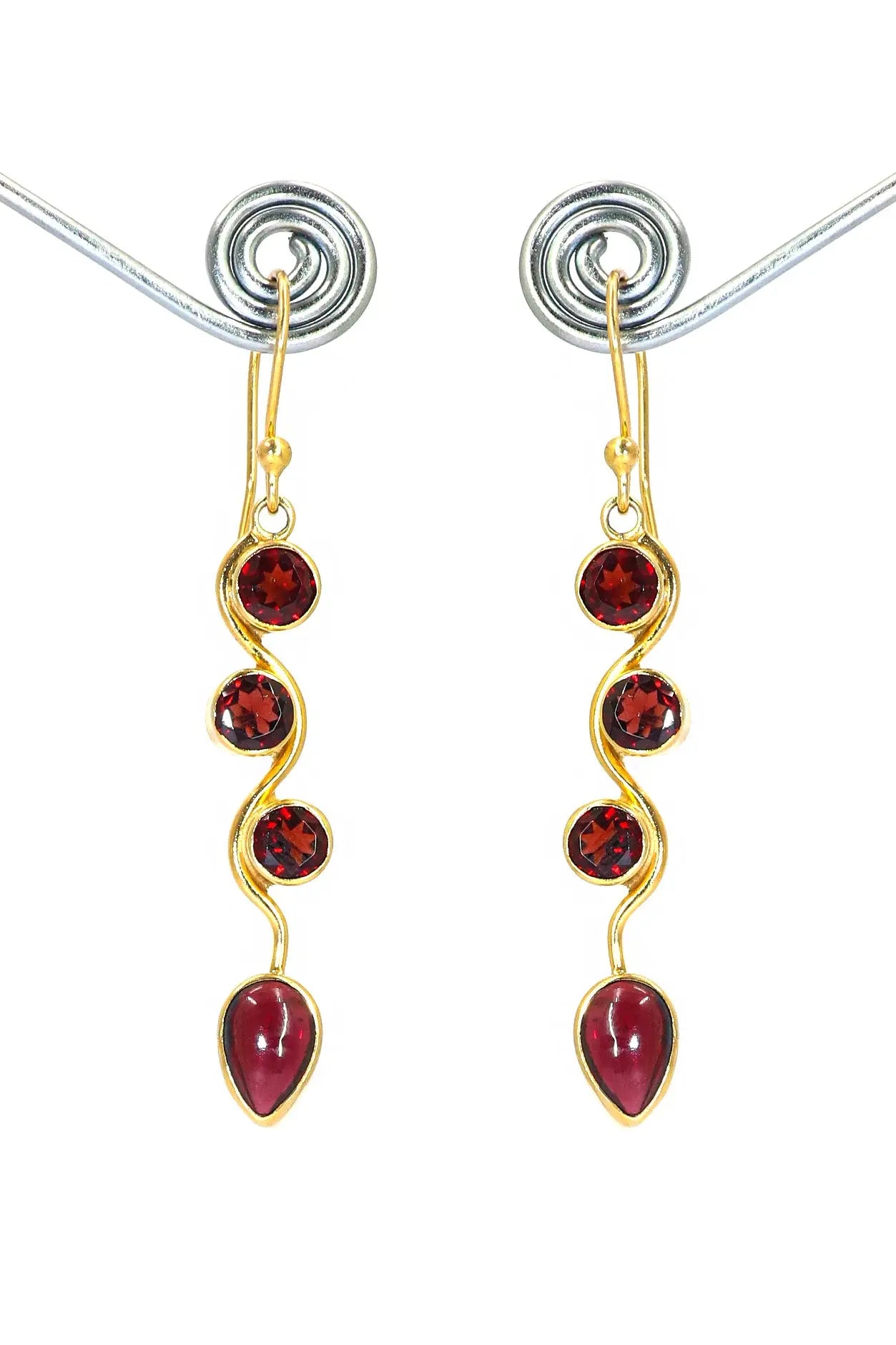 Gold Plated Designer Earrings Featuring Garnet Stones Jewelry