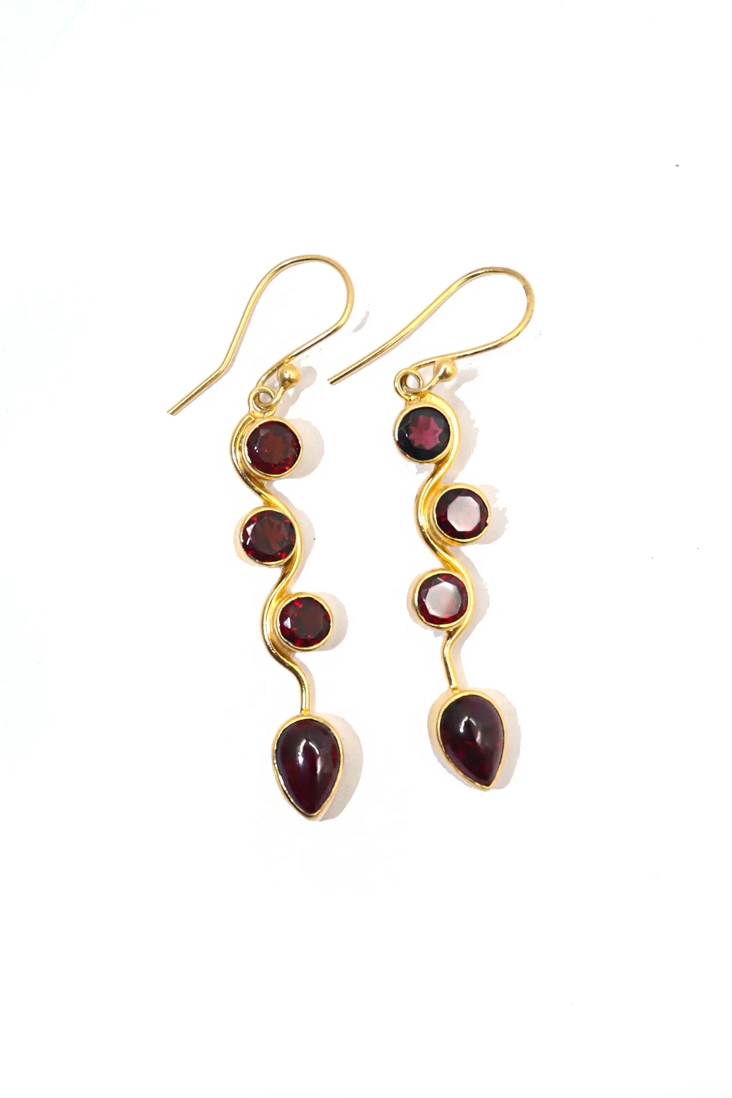 Gold Plated Designer Earrings Featuring Garnet Stones Jewelry