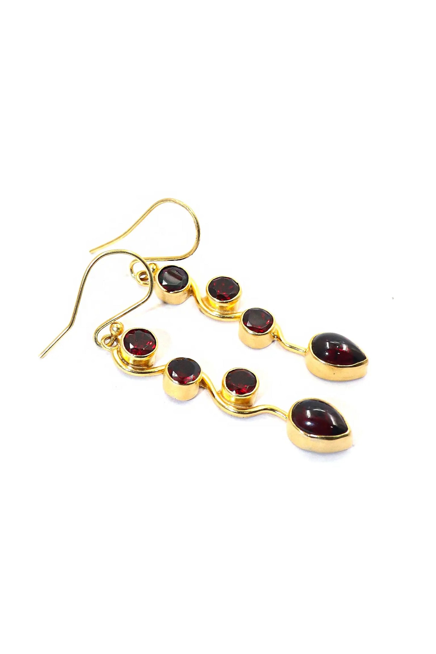 Gold Plated Designer Earrings Featuring Garnet Stones Jewelry