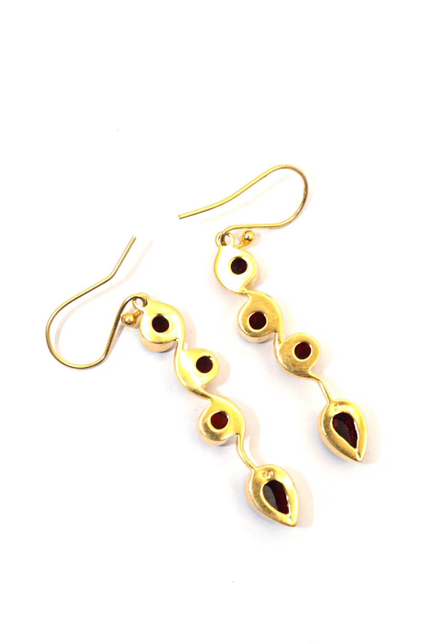 Gold Plated Designer Earrings Featuring Garnet Stones Jewelry