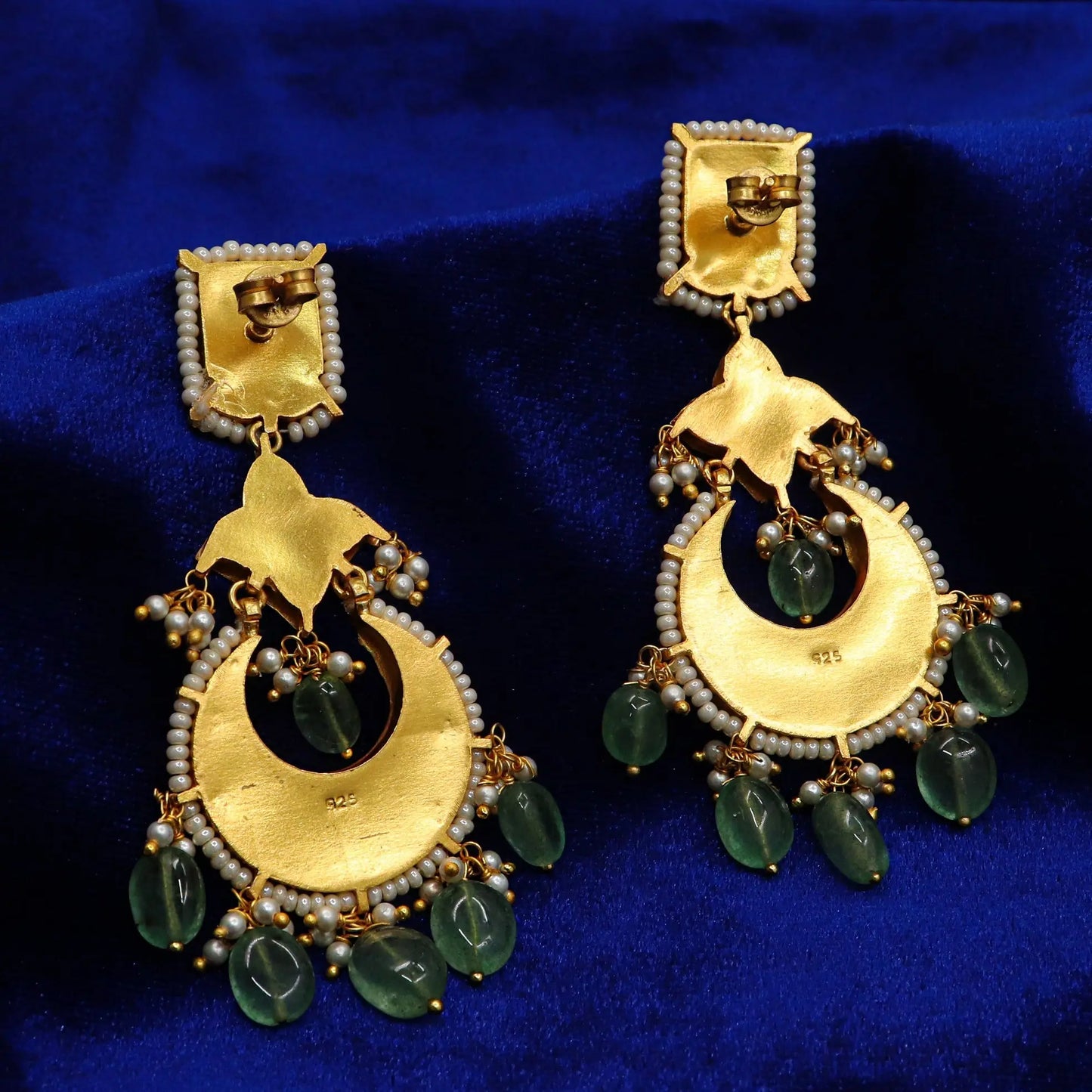 Gold Plated Enamel With Pearl, Moissanite and Semi-precious Gemstone Earring Jewelry VJewels