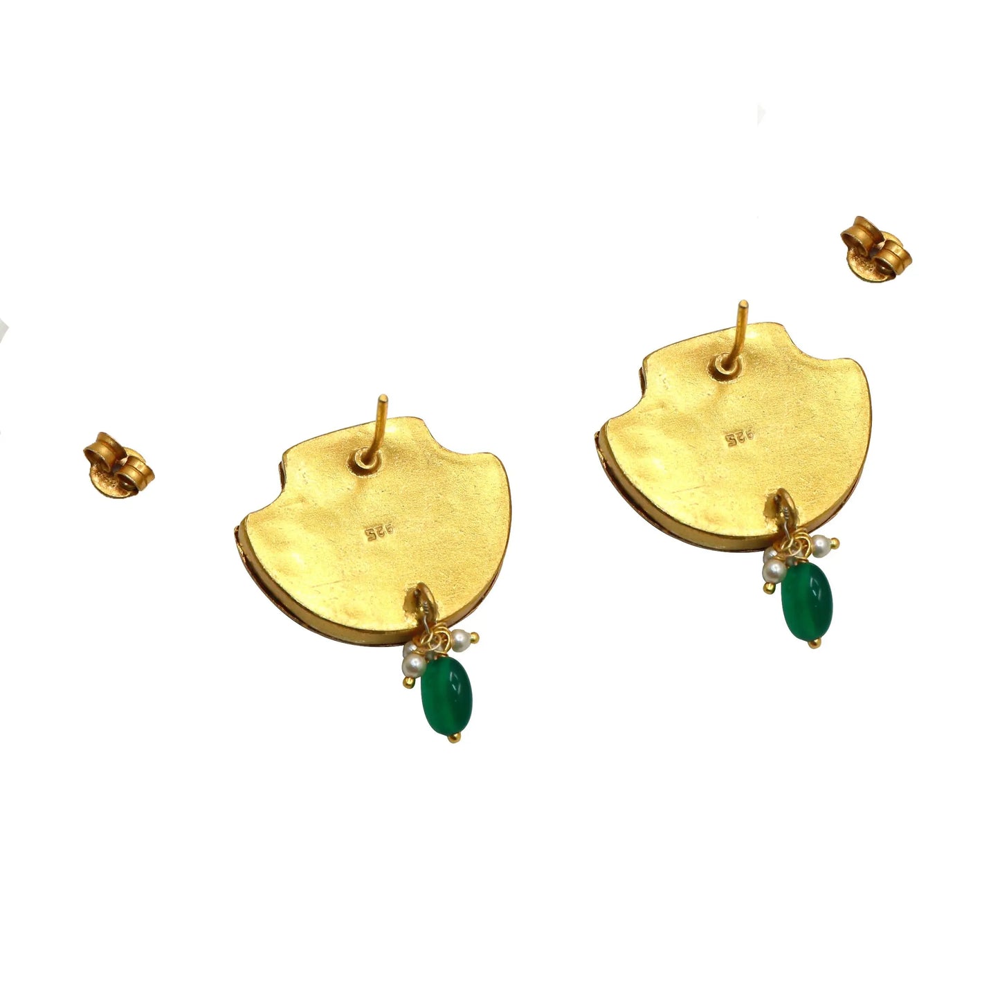 Gold Plated Enamel with Pearl And Moissanite Gemstone Traditional Stud Earring Jewelry VJewels