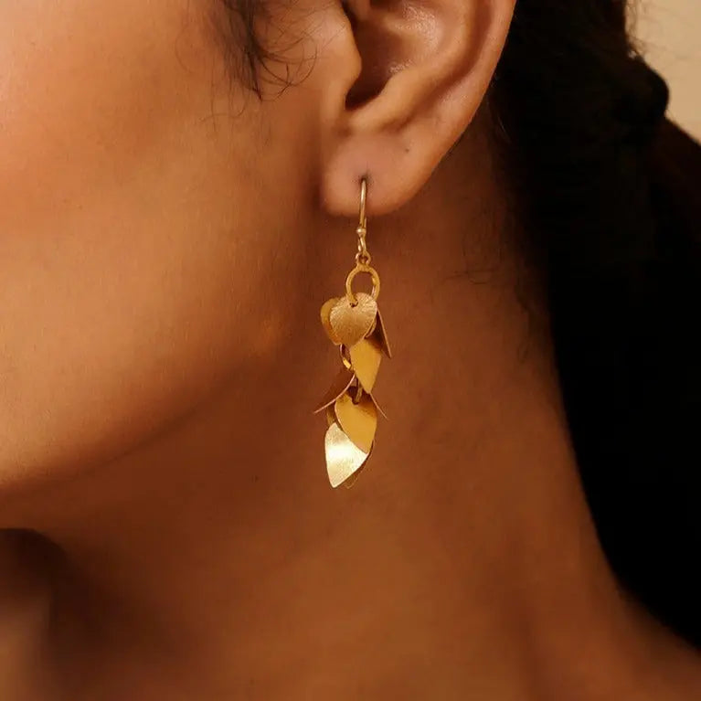 Gold Plated Leafy Trail Silver Earring Jewelry