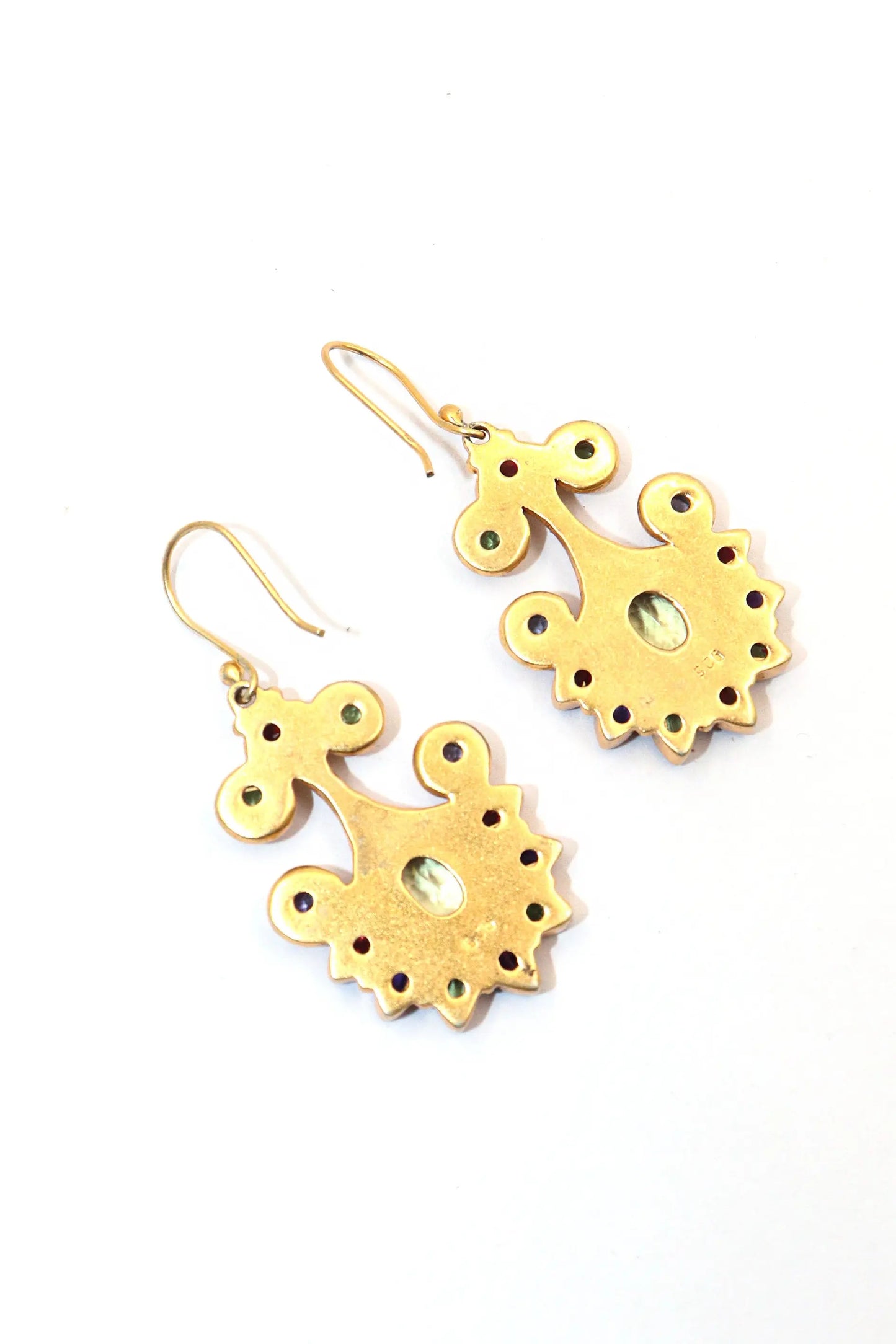 Gold-Plated Modern Earrings Adorned multi Gemstone with Flower Design Earring