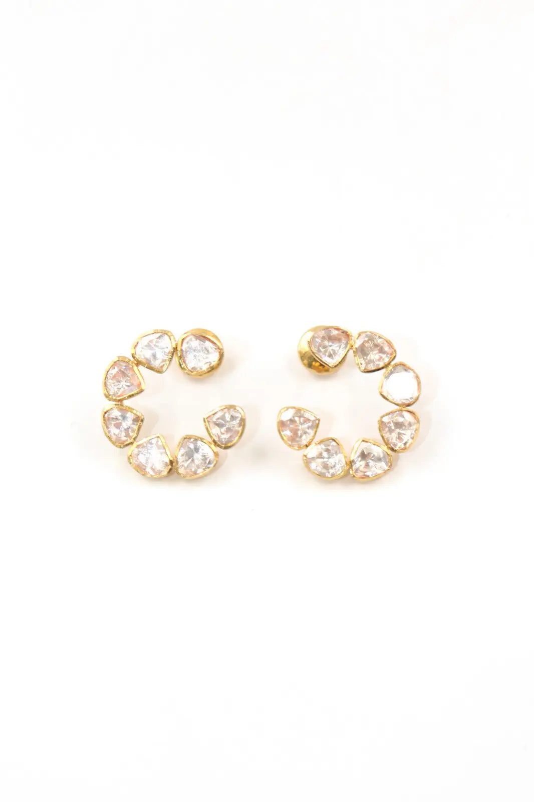 Gold-Plated Moissanite Gemstone Studs Earrings Modern Classic Jewelry