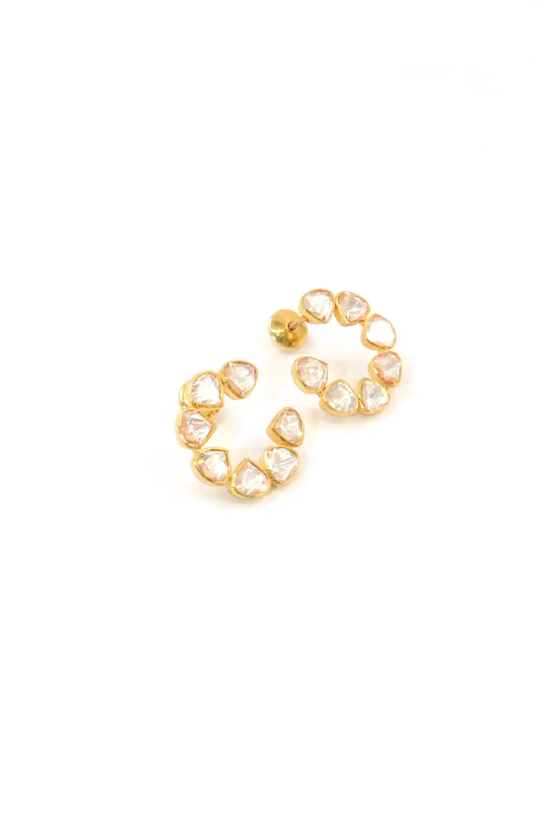 Gold-Plated Moissanite Gemstone Studs Earrings Modern Classic Jewelry