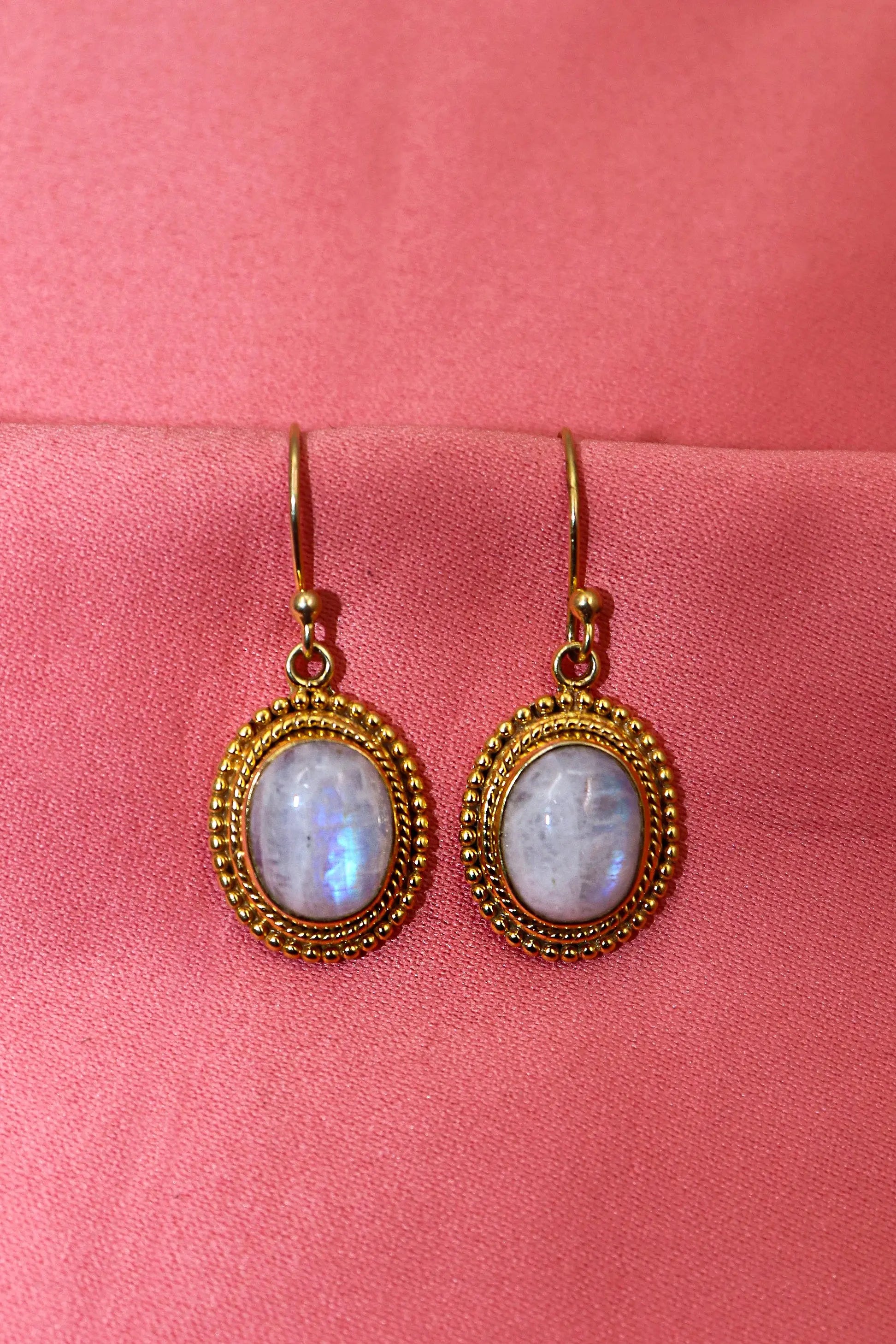 Gold Plated Rainbow Moonstone Trendsetting Designs Earrings