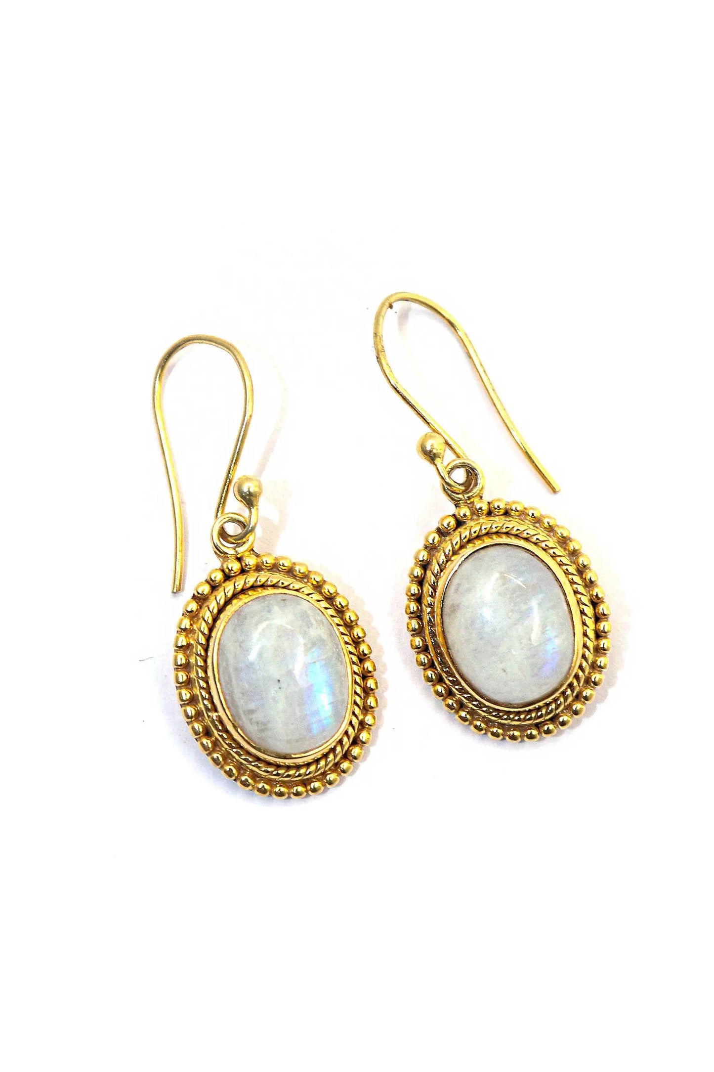 Gold Plated Rainbow Moonstone Trendsetting Designs Earrings