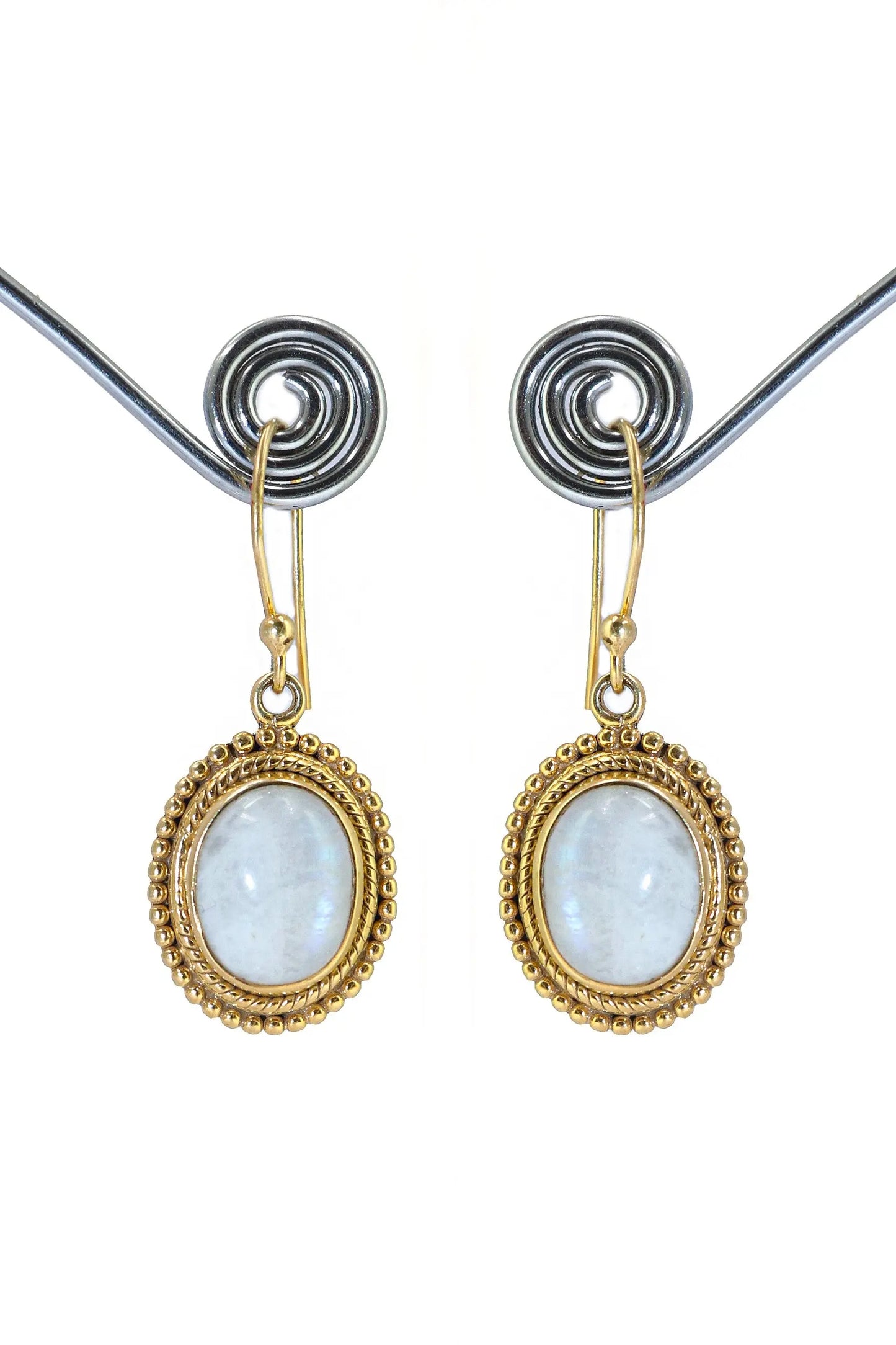 Gold Plated Rainbow Moonstone Trendsetting Designs Earrings