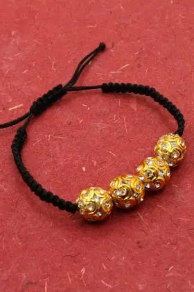 Gold Plated Rounded Beads Adjustable Thread Shiva Bracelet Jewelry