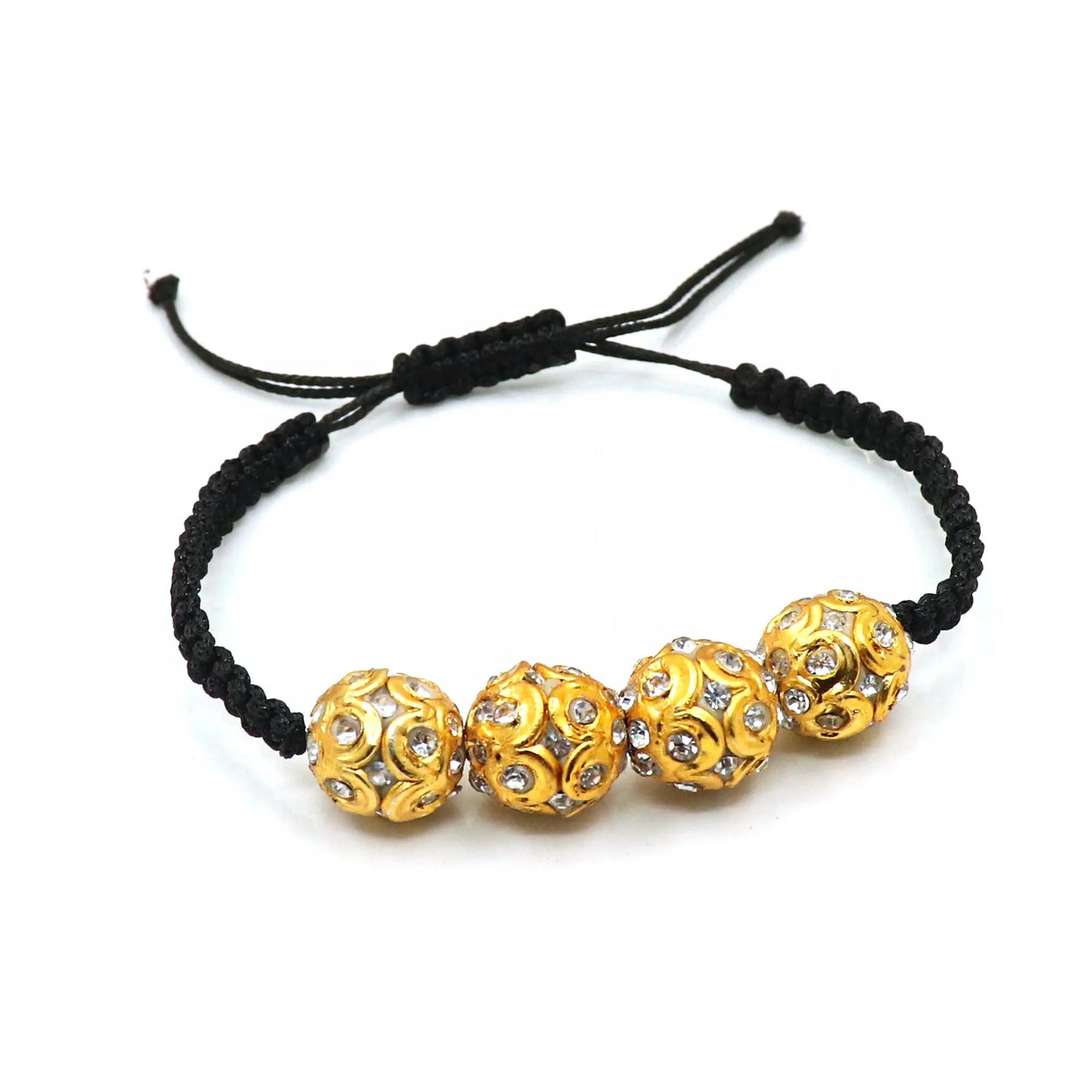 Gold Plated Rounded Beads Adjustable Thread Shiva Bracelet Jewelry