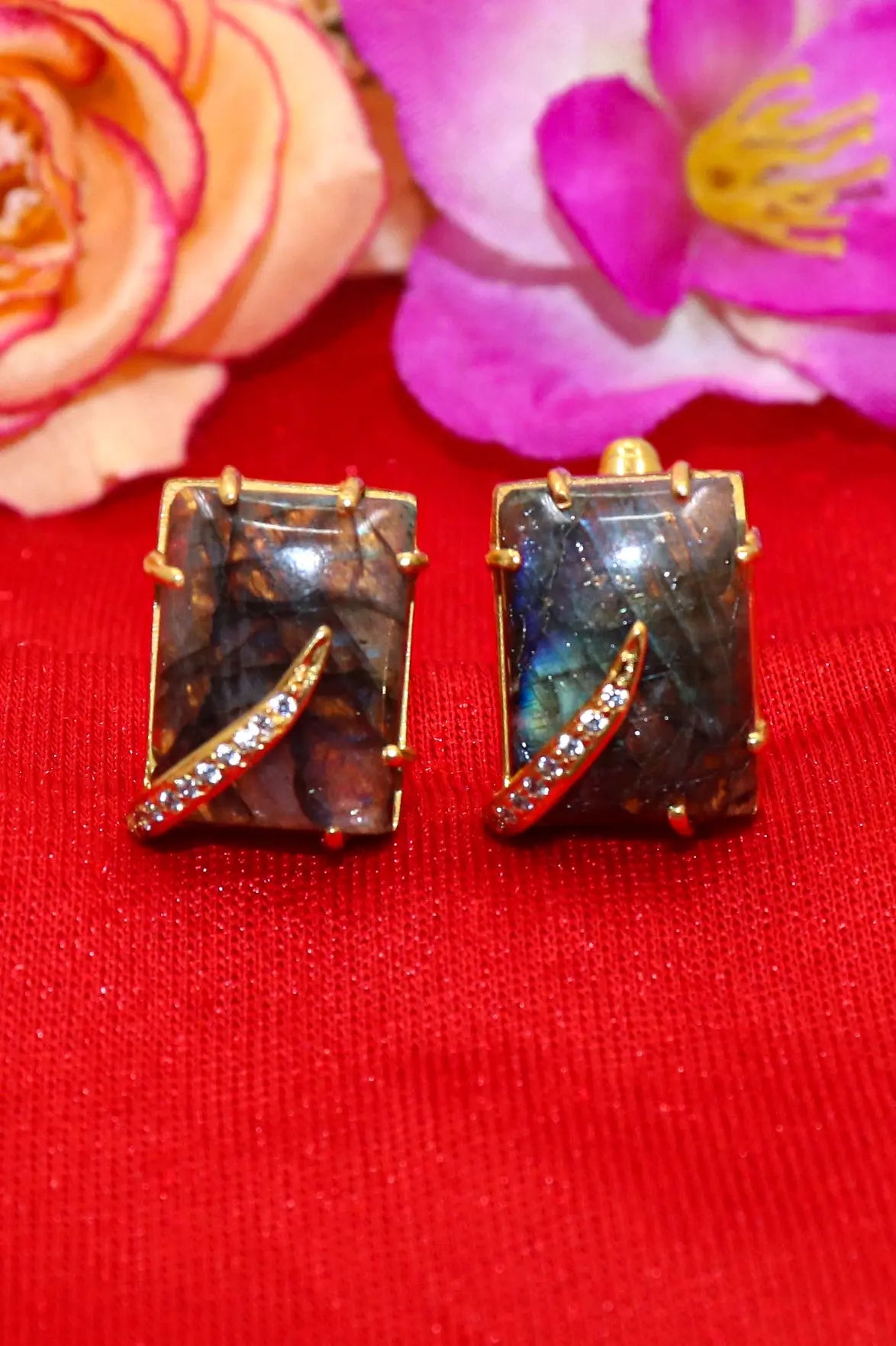 Gold Plated Royal Touch Labradorite Gemstone cufflinks Jewelry