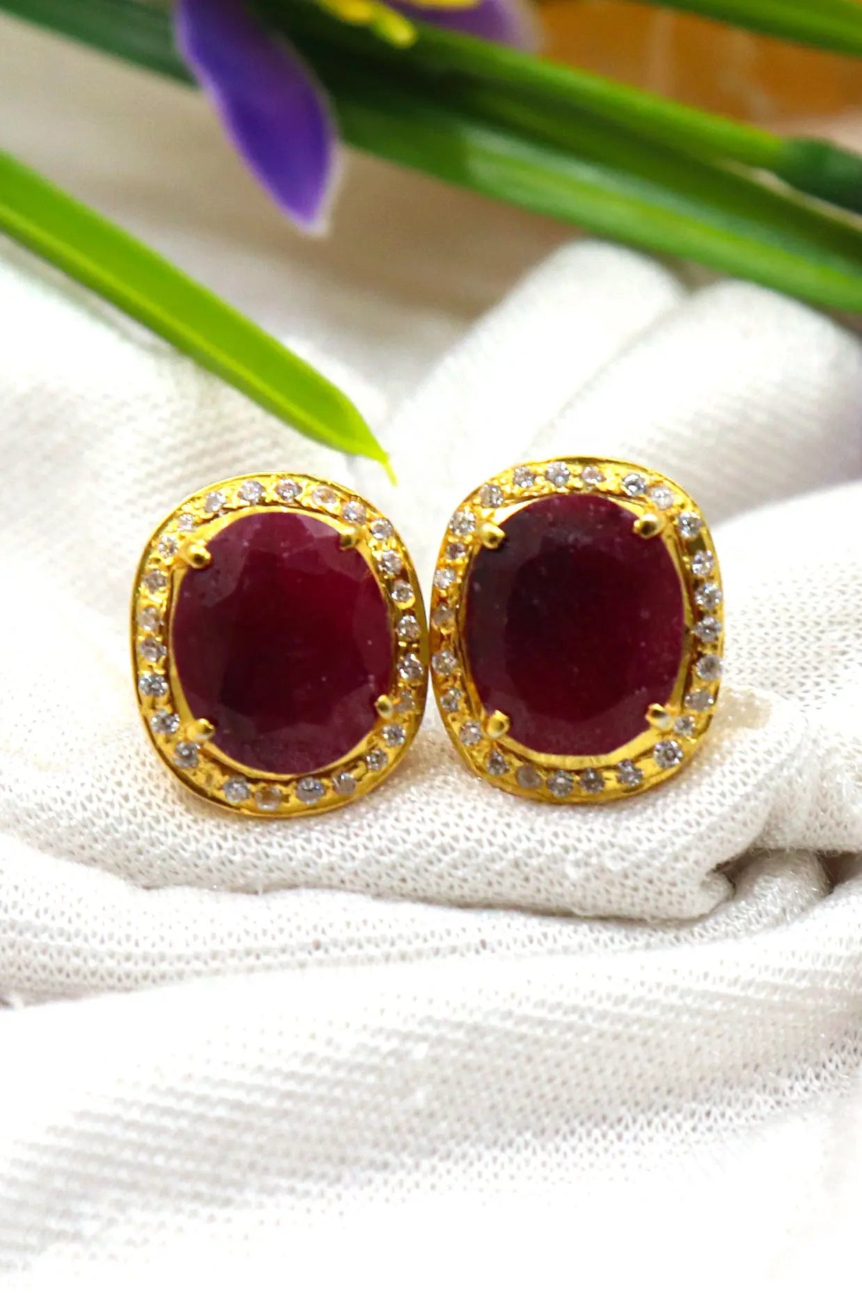 Gold Plated Ruby with Zircon cufflinks Jewelry