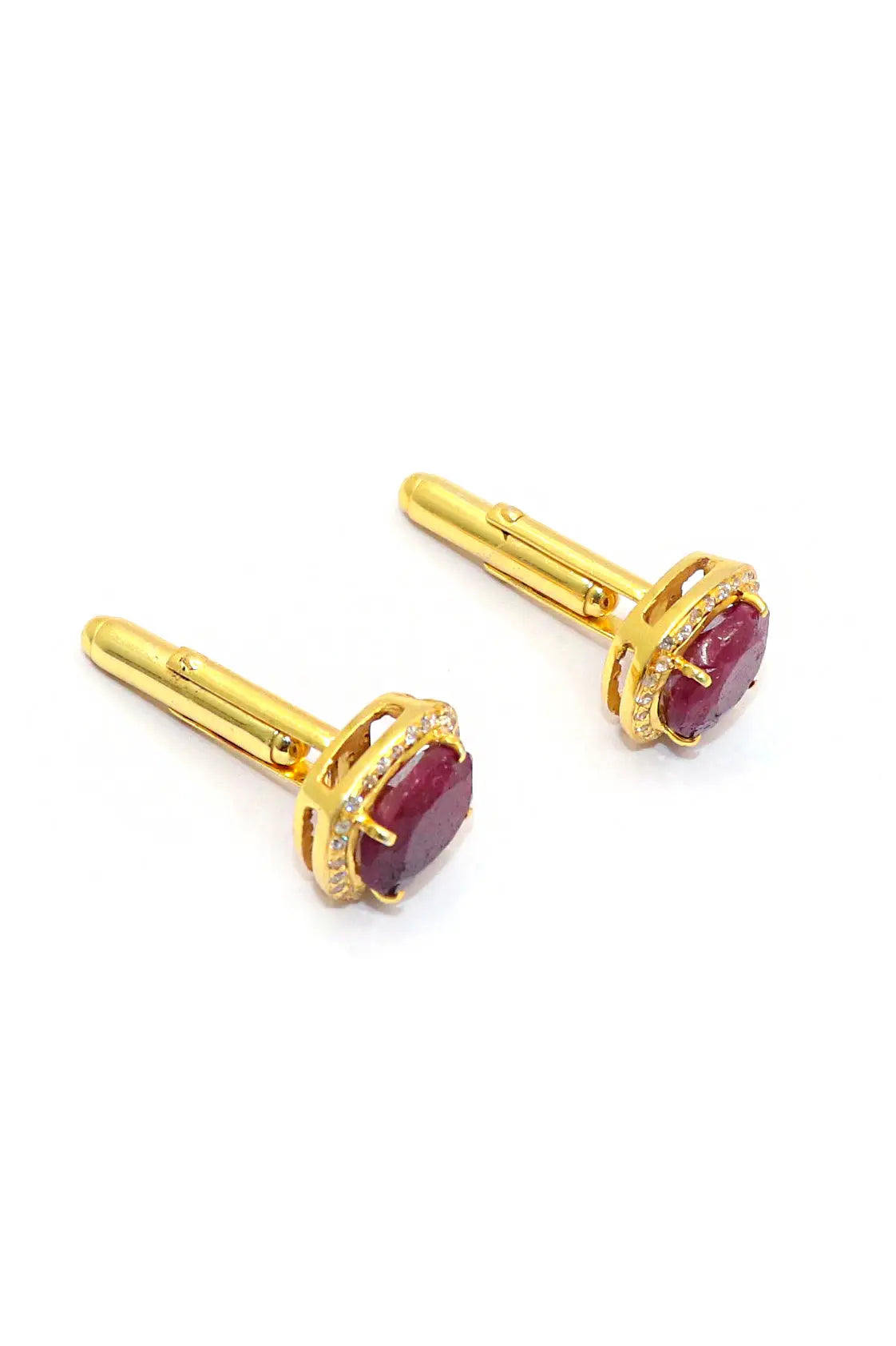 Gold Plated Ruby with Zircon cufflinks Jewelry