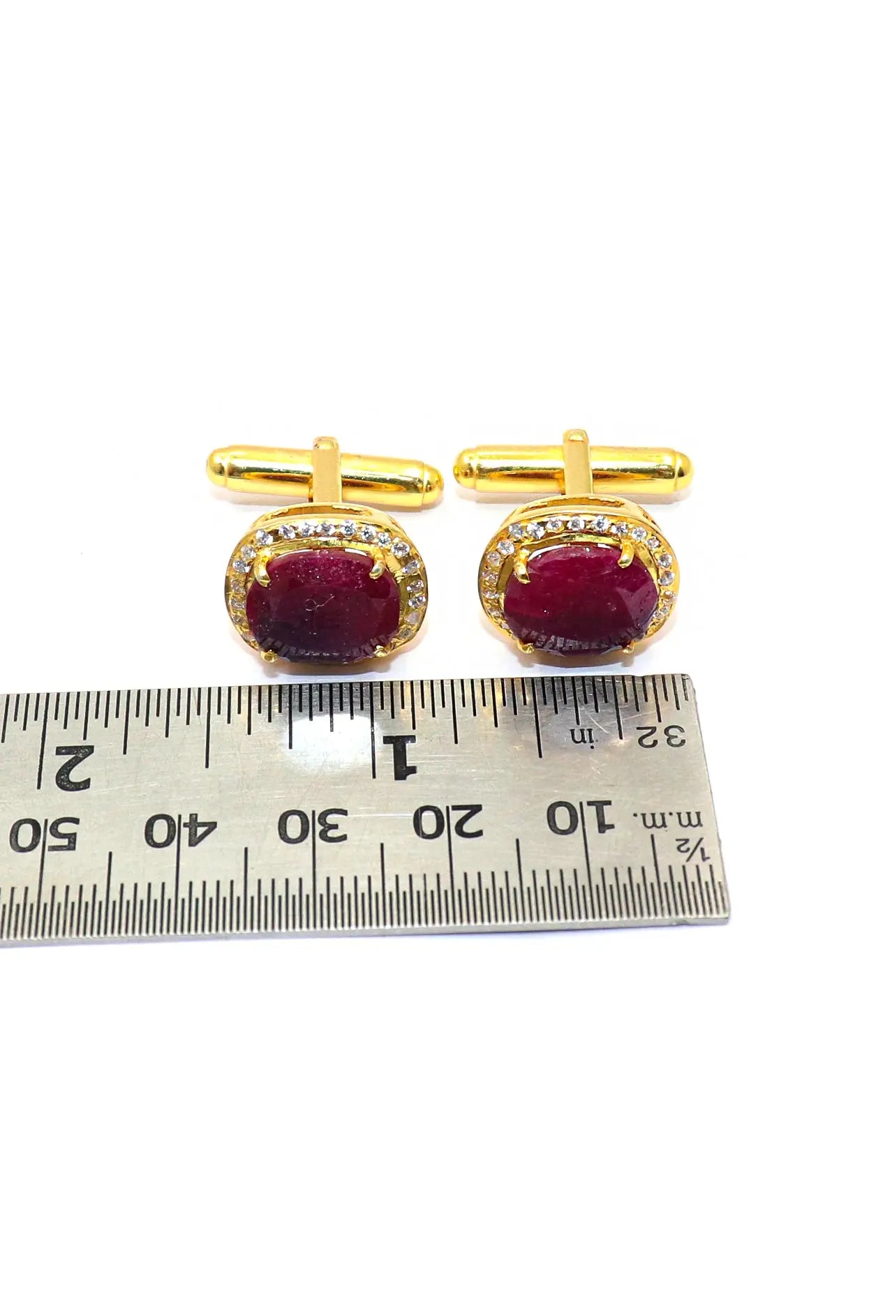 Gold Plated Ruby with Zircon cufflinks Jewelry