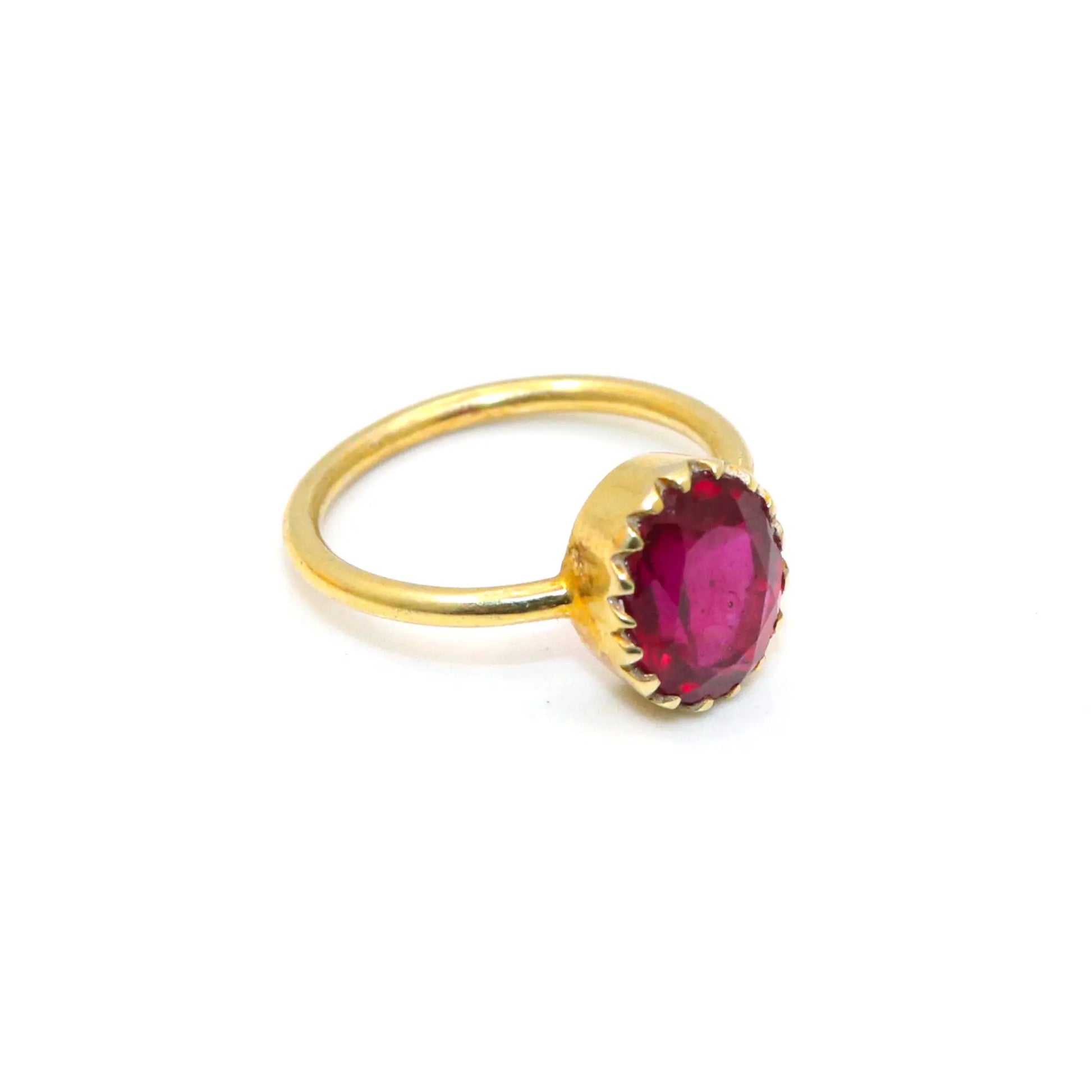 Gold Plated Semi Precious Ruby Gemstone Ring Jewelry VJewels