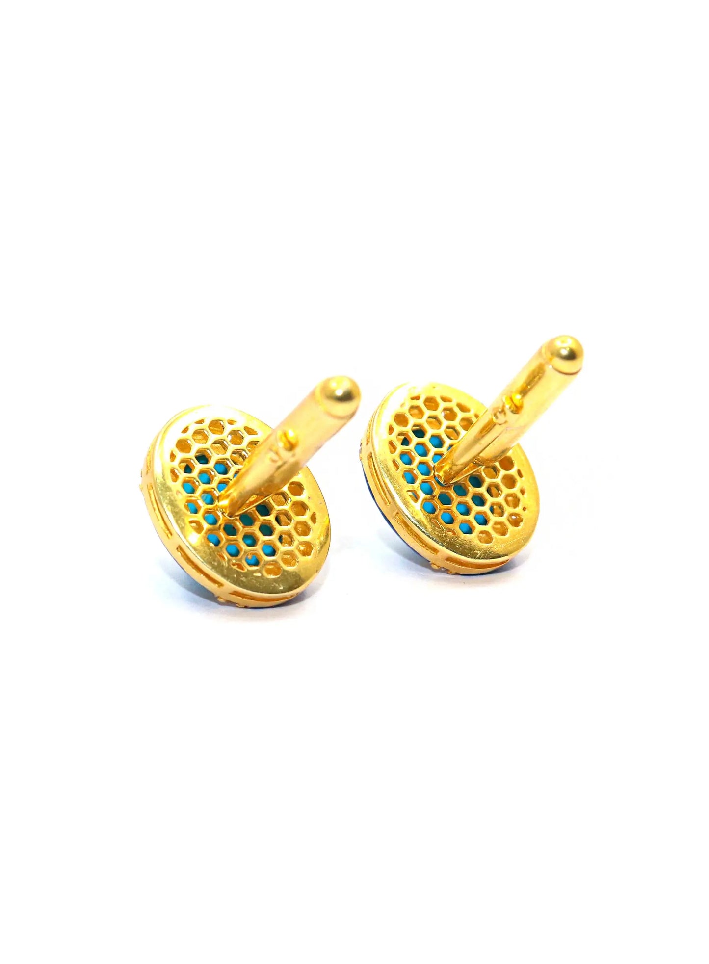 Gold Plated Turquoise With Zircon Gemstone cufflinks Jewelry