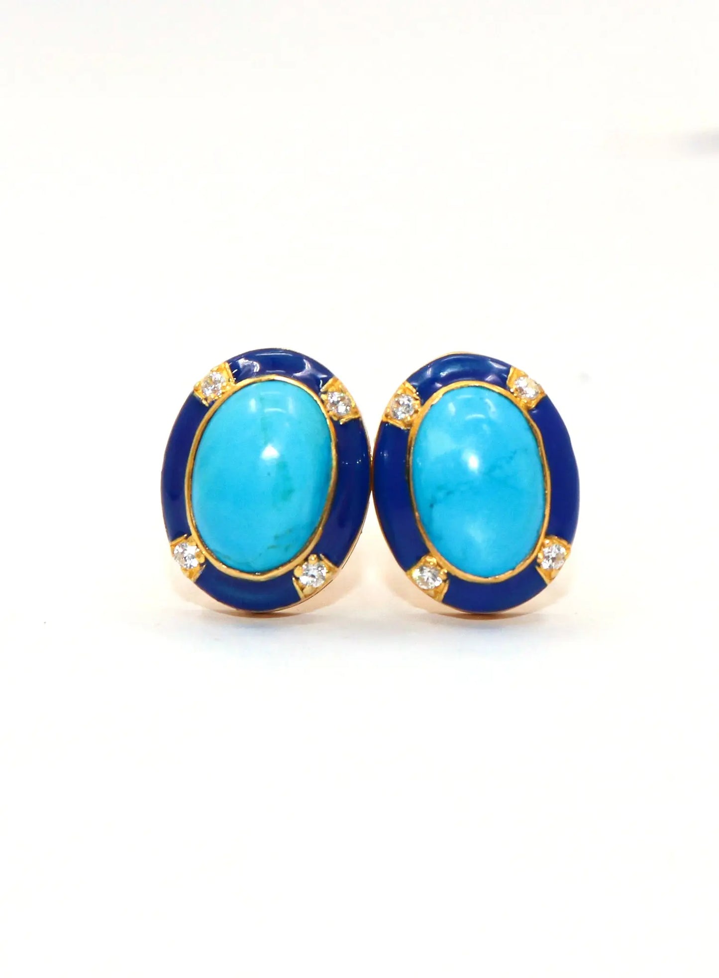 Gold Plated Turquoise With Zircon Gemstone cufflinks Jewelry