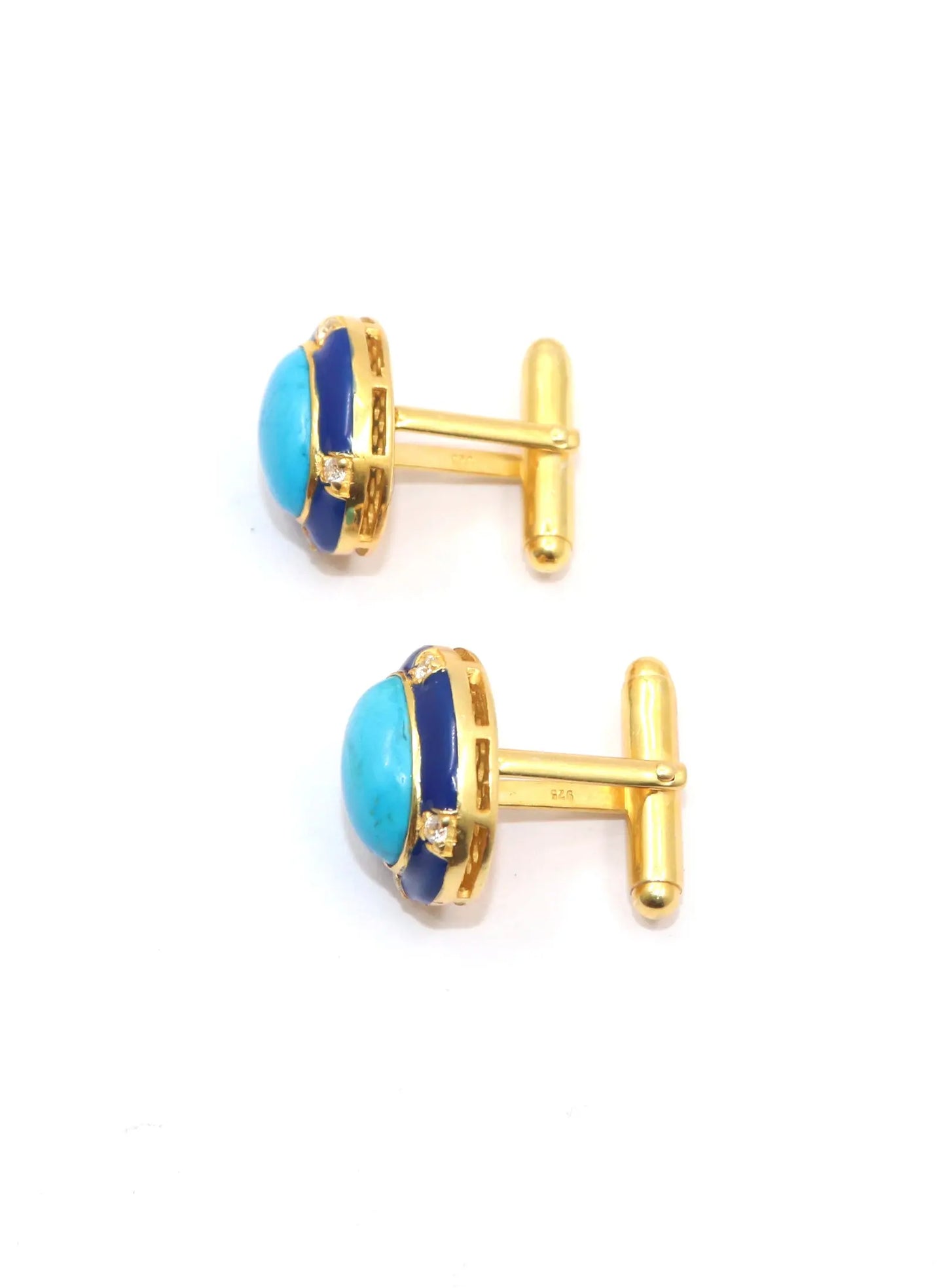 Gold Plated Turquoise With Zircon Gemstone cufflinks Jewelry