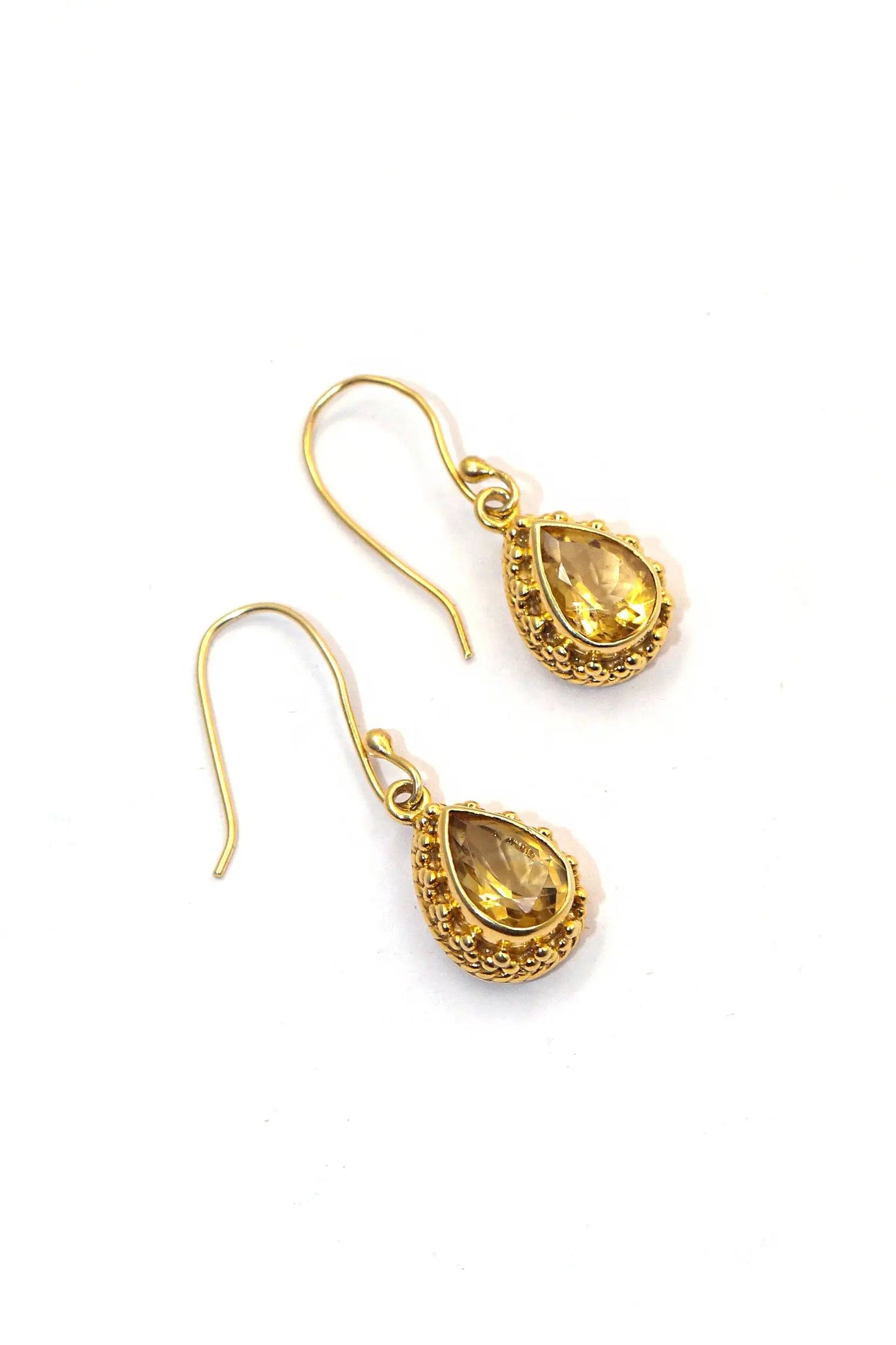 Gold Plating Minimalist Design Citrine Gemstone Earrings