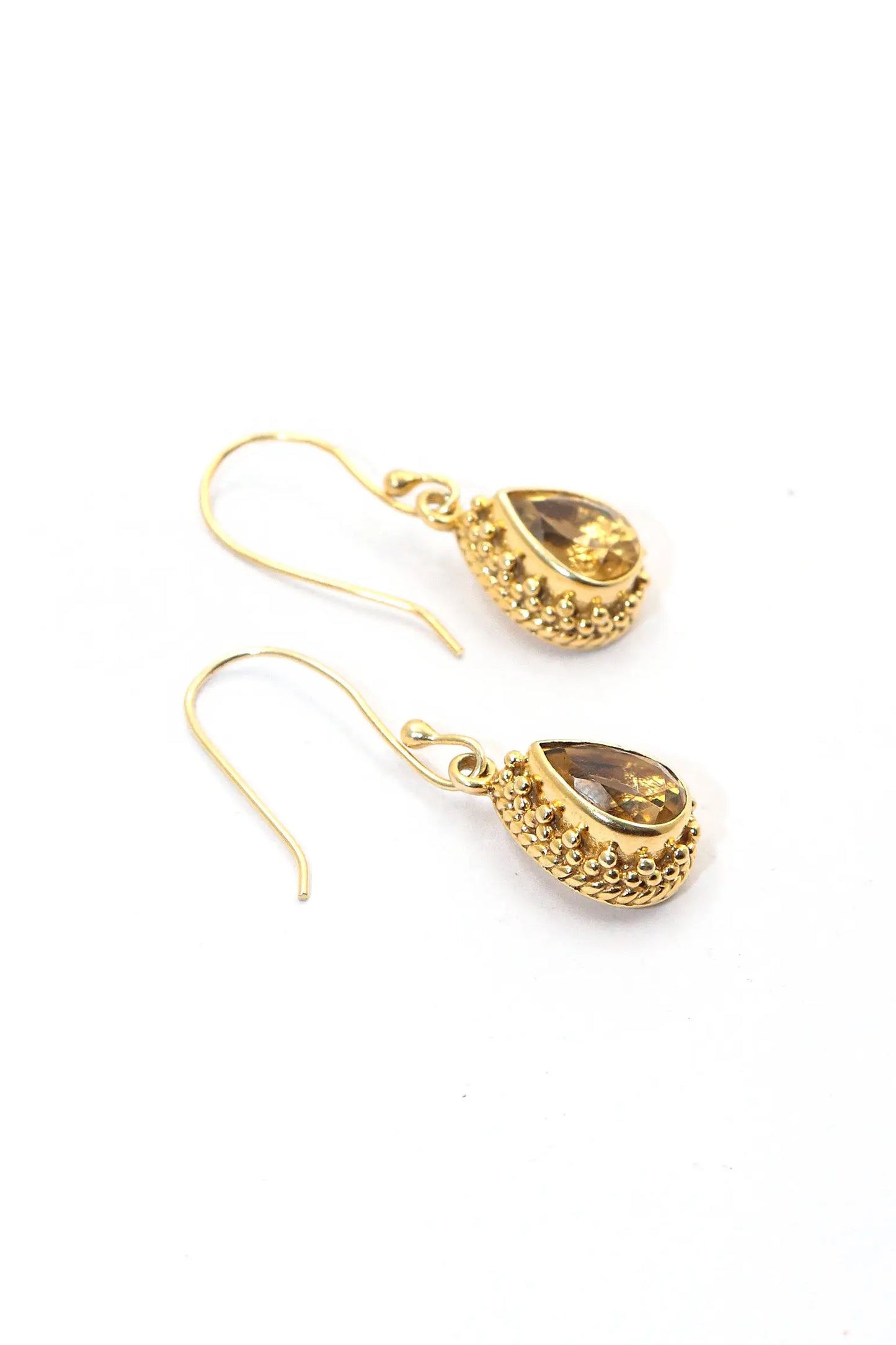 Gold Plating Minimalist Design Citrine Gemstone Earrings