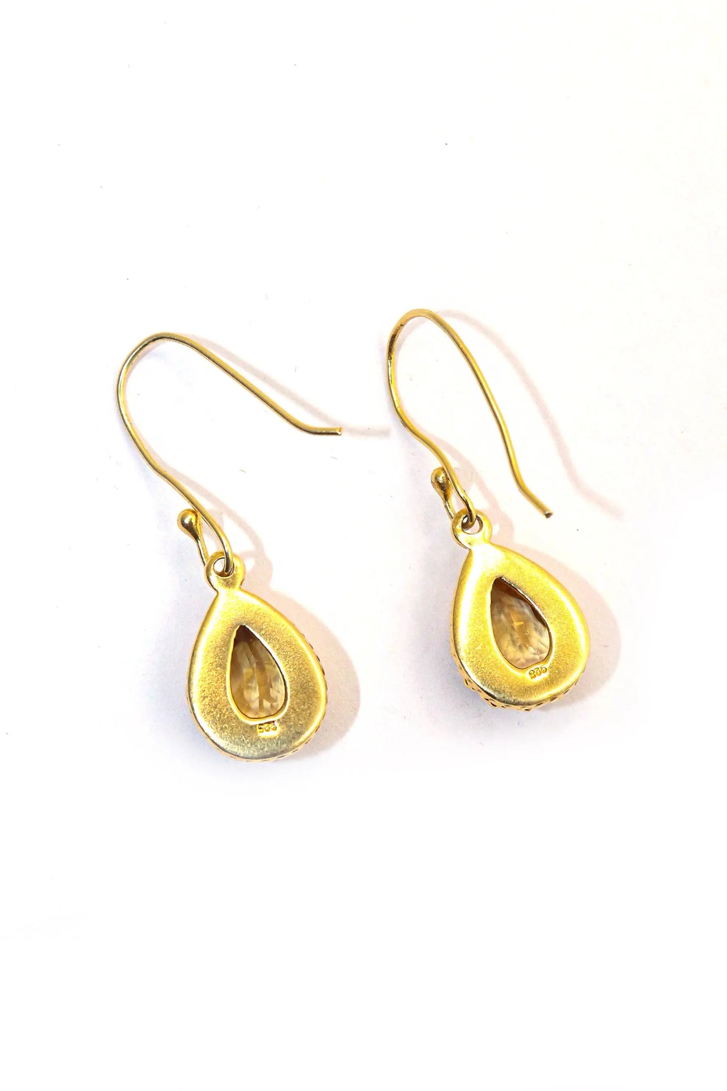 Gold Plating Minimalist Design Citrine Gemstone Earrings