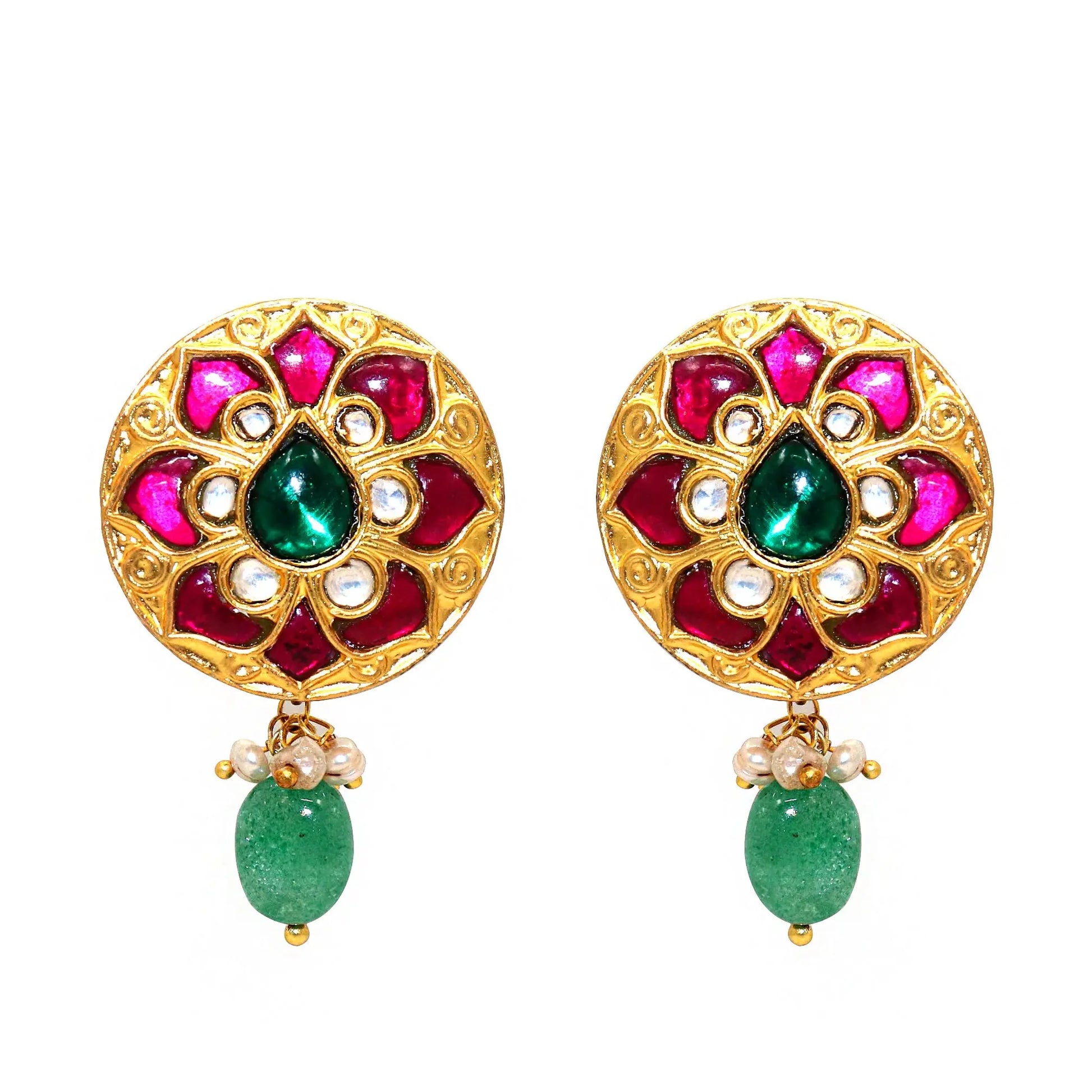 Govinda-Nandini Silver Enamel With Gemstone Two Tone Stud Earring VJewels