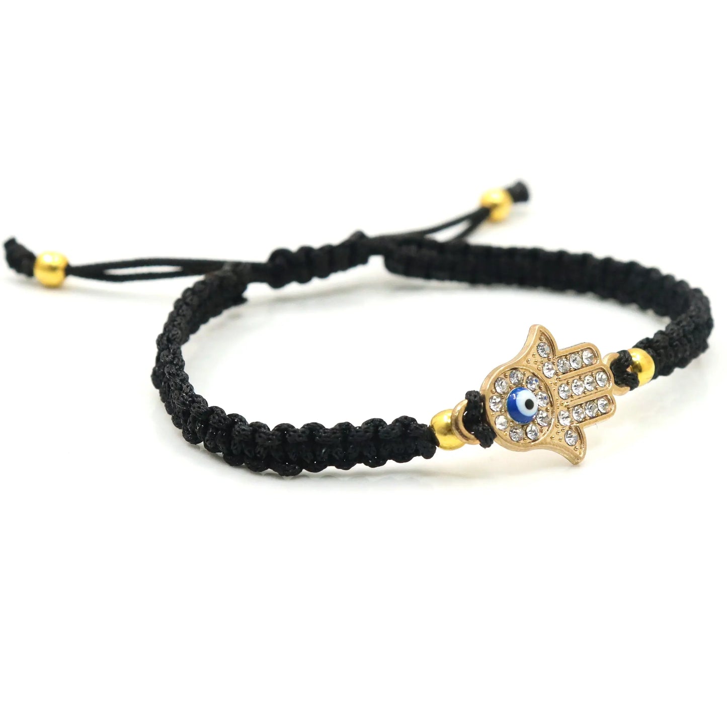 Hamsa Hand Evil Eye Metal Thread Adjustable Bracelet