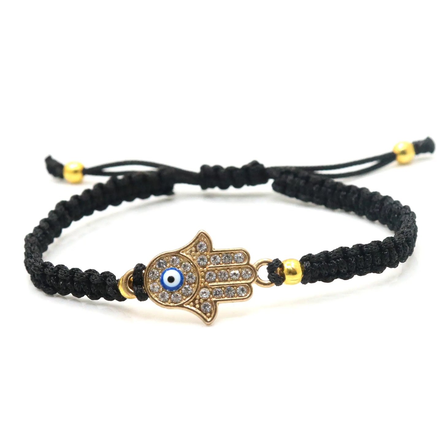 Hamsa Hand Evil Eye Metal Thread Adjustable Bracelet