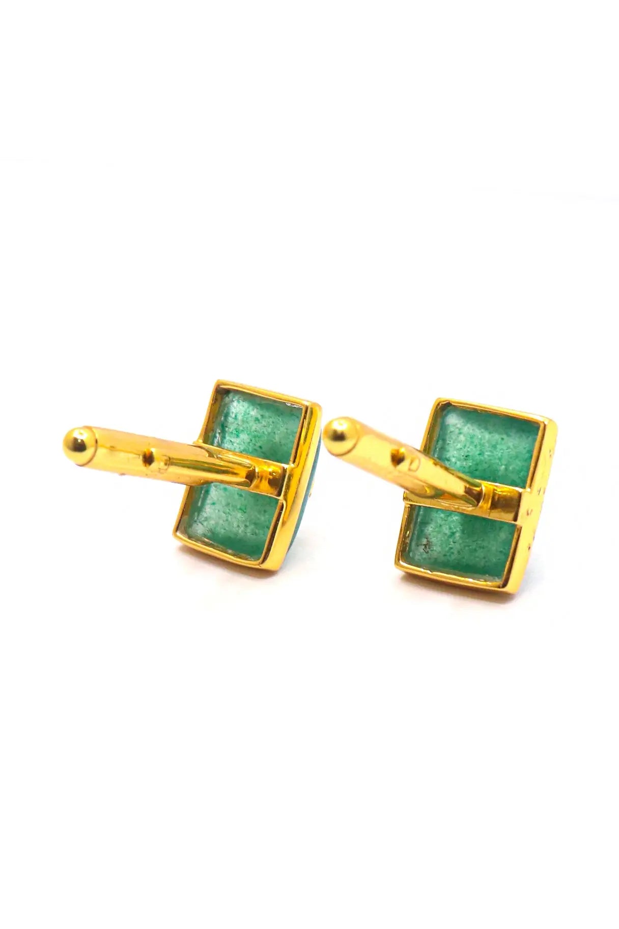 Handcrafted Artisan Cufflinks with Gold Plating Moissanite and Green Onyx Gemstones Cufflinks for Men's