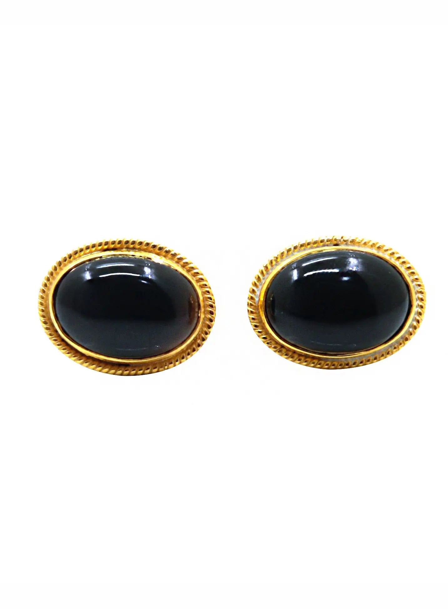 Black Onyx Gemstone Gold Plated Cufflinks Jewelry - VJewels