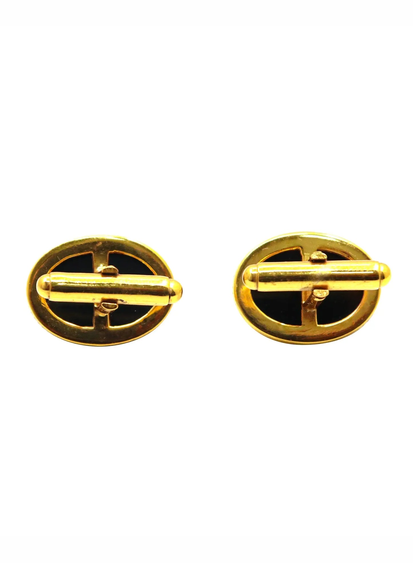 Black Onyx Gemstone Gold Plated Cufflinks Jewelry - VJewels