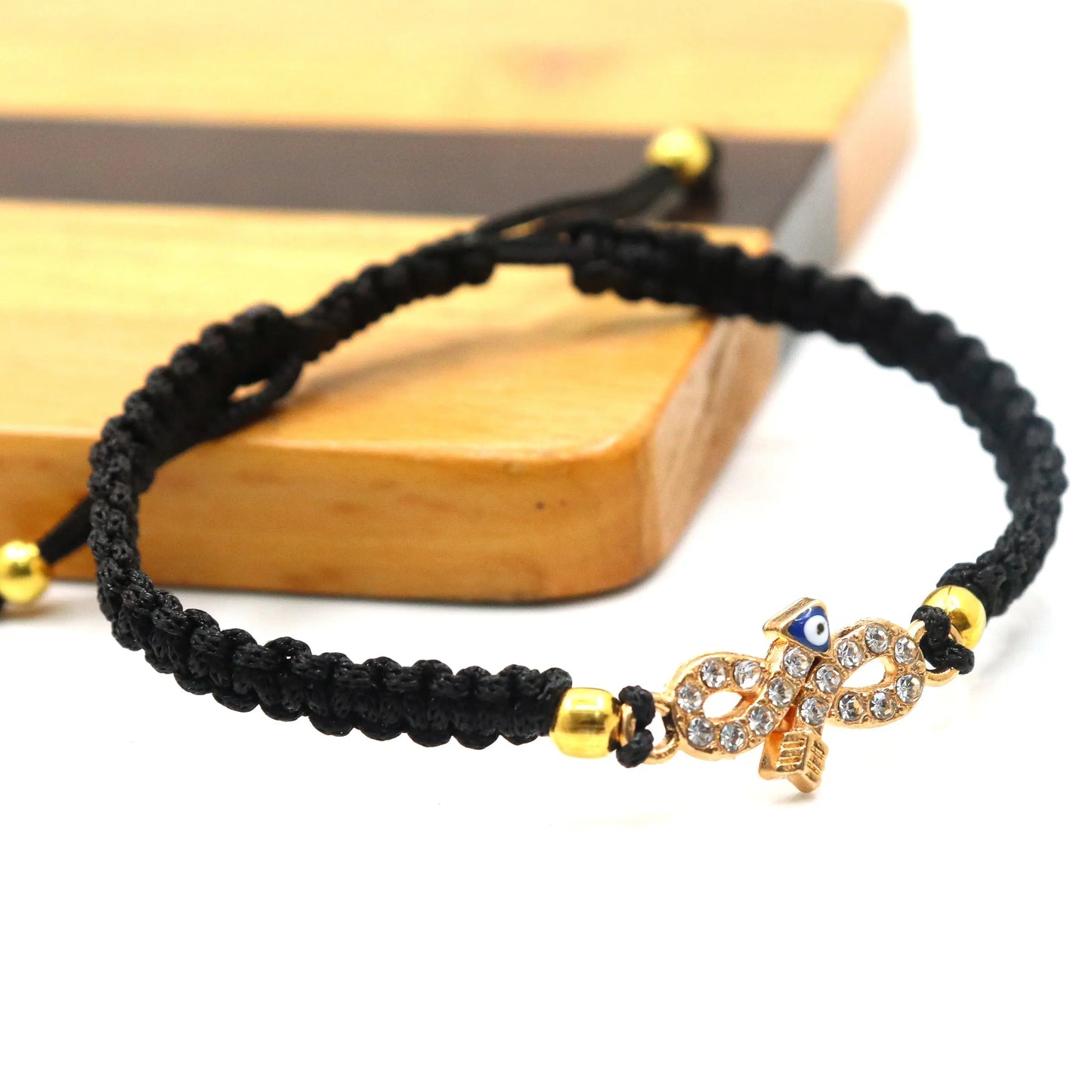 Infinity Arrow With Evil Eye Adjustable Thread Bracelet