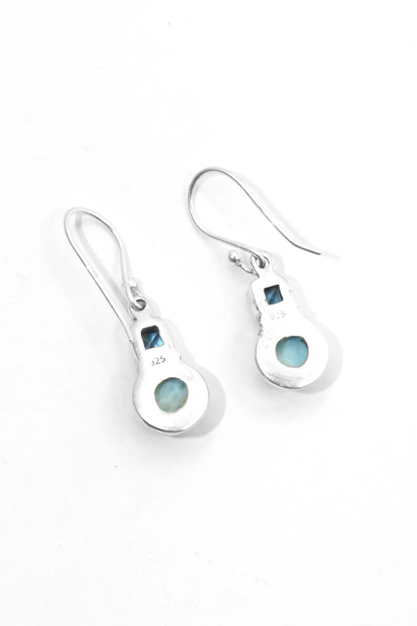 Light Weight Minimalist Design Larimar with Blue Topaz Gemstone Earring Jewelry