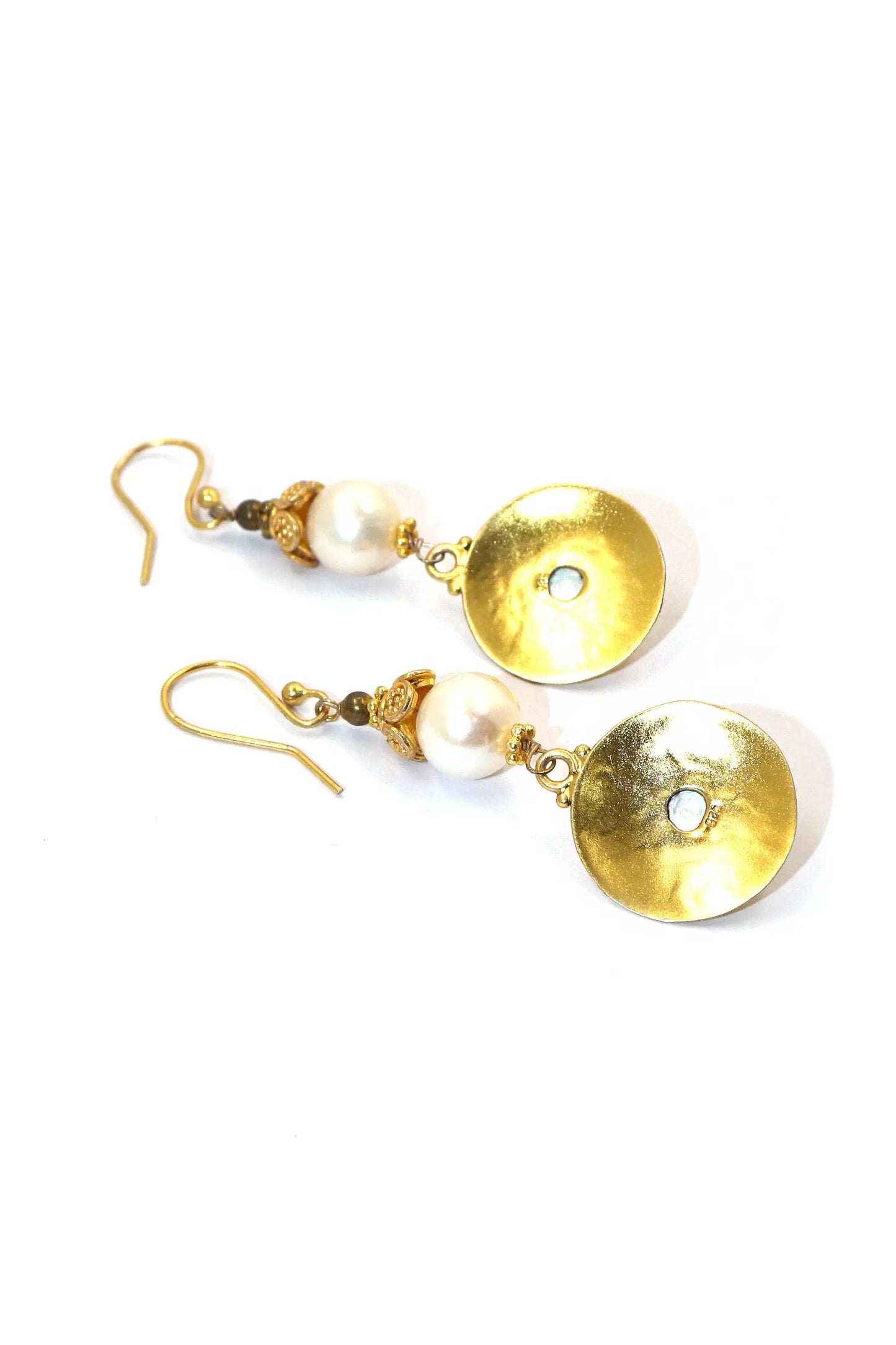 Modern Elegance: Gold-Plated Pearl Gemstone Dangle Earring Jewelry