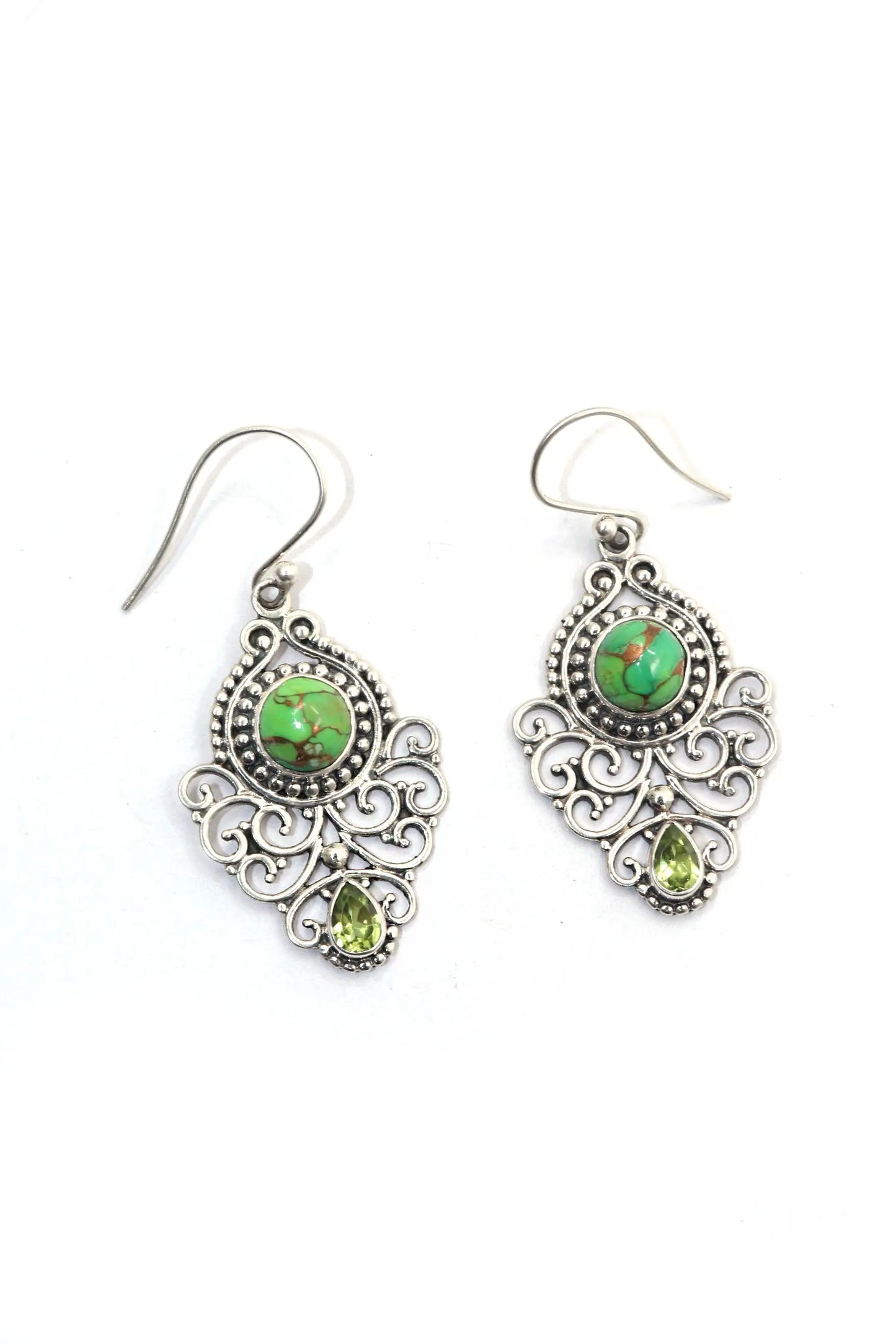 Modern Touch Turquoise and Peridot Gemstone Earrings