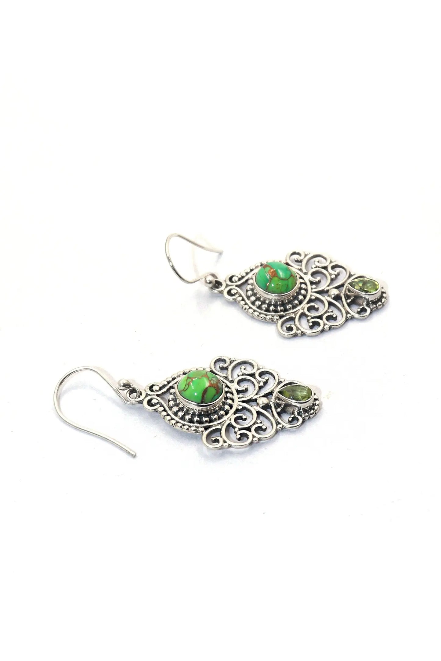 Modern Touch Turquoise and Peridot Gemstone Earrings