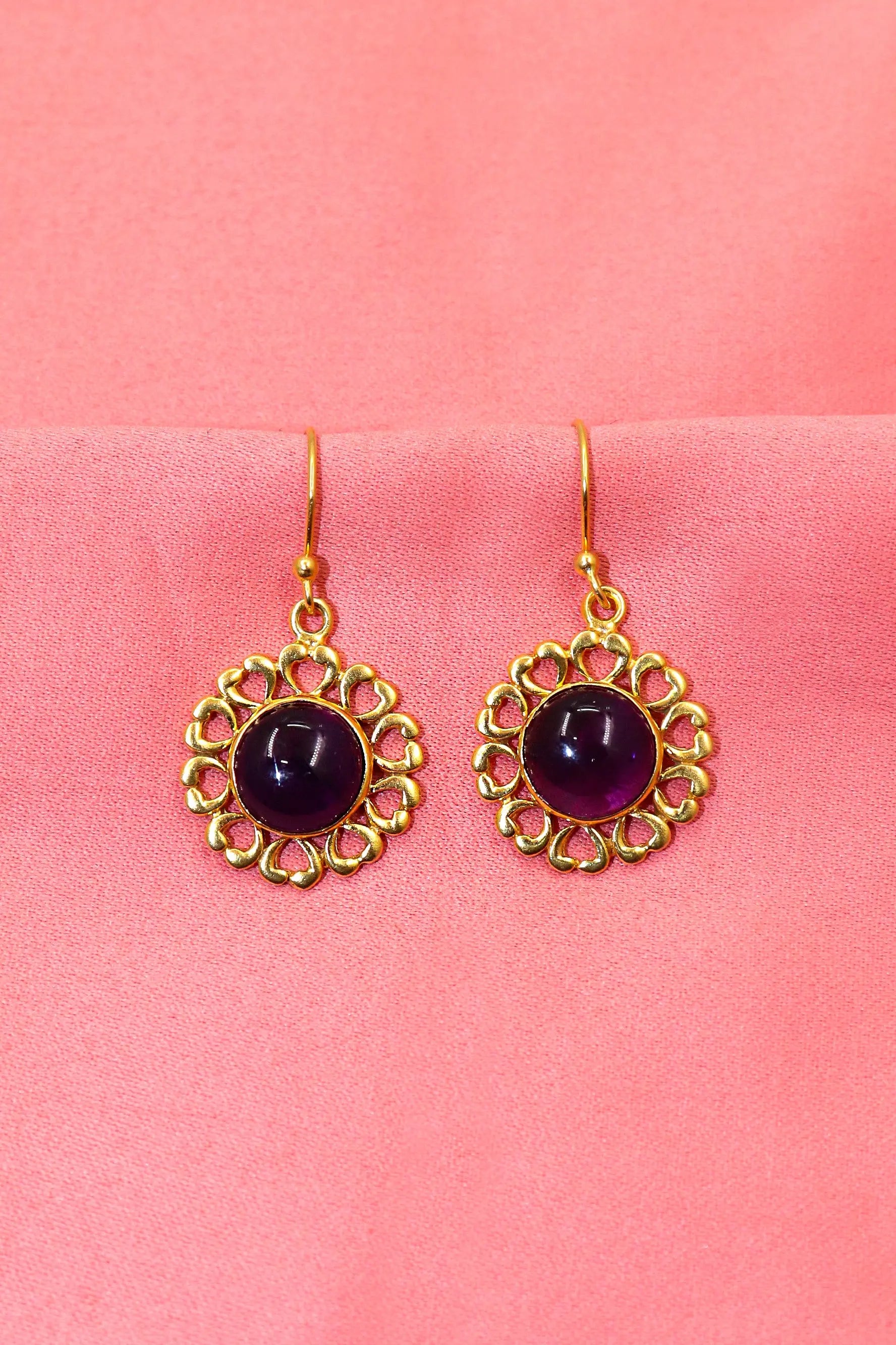 New Arrival Trendy Flower Design with Amethyst Gemstone Earrings