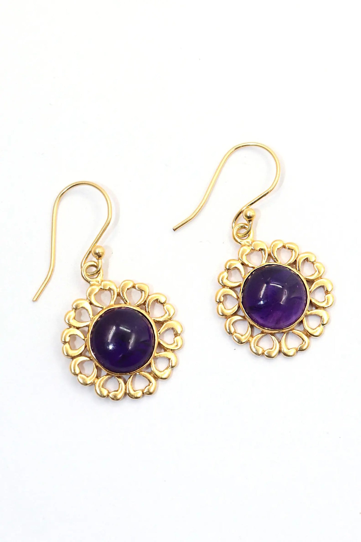 New Arrival Trendy Flower Design with Amethyst Gemstone Earrings